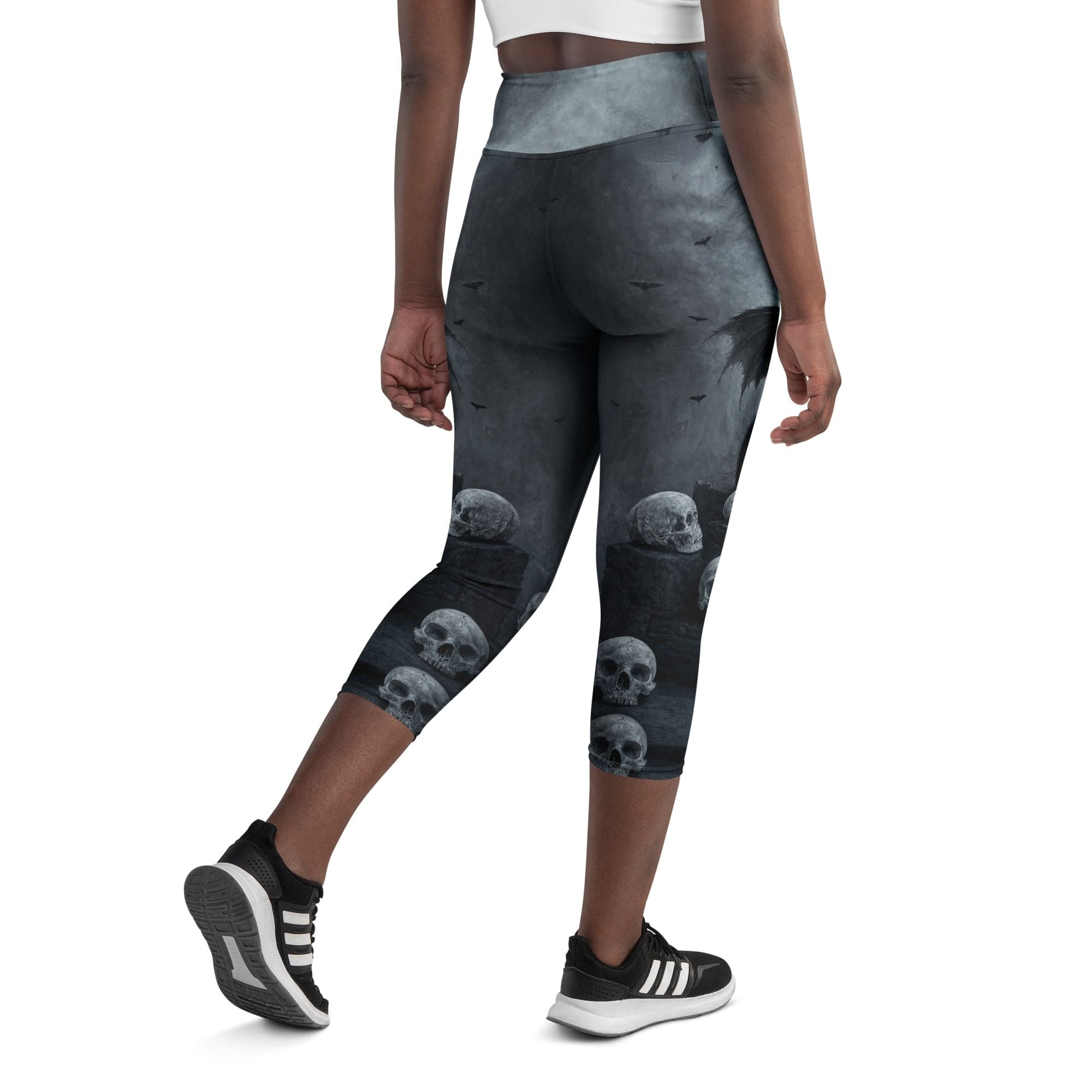 Halloween Black Cat & Skull Yoga Capris