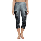 Halloween Black Cat & Skull Yoga Capris