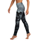 Halloween Black Cat & Skull Yoga Leggings