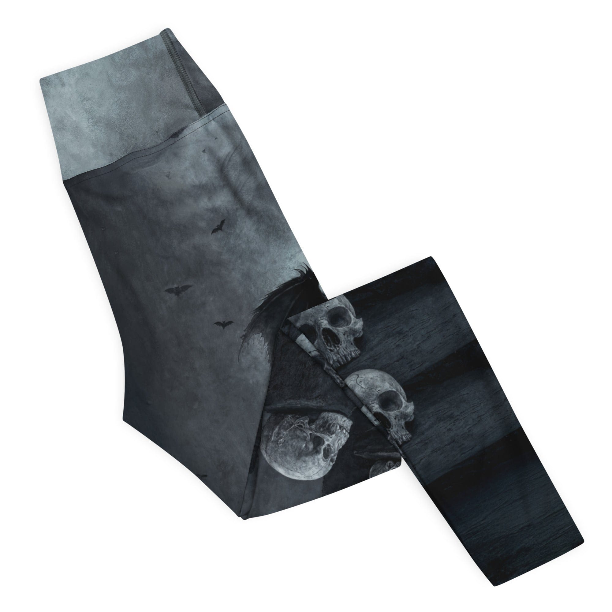 Halloween Black Cat & Skull Yoga Leggings