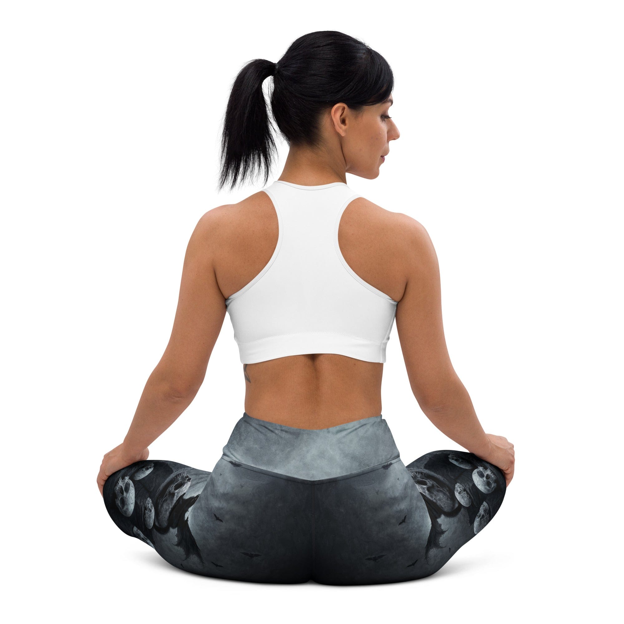 Halloween Black Cat & Skull Yoga Leggings