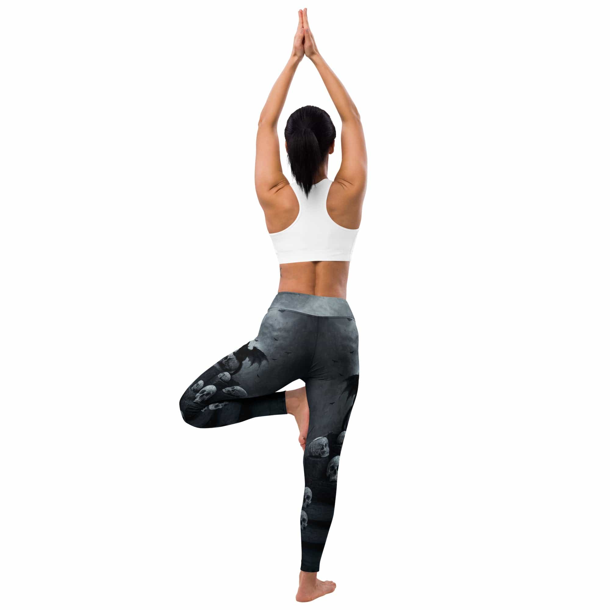Halloween Black Cat & Skull Yoga Leggings