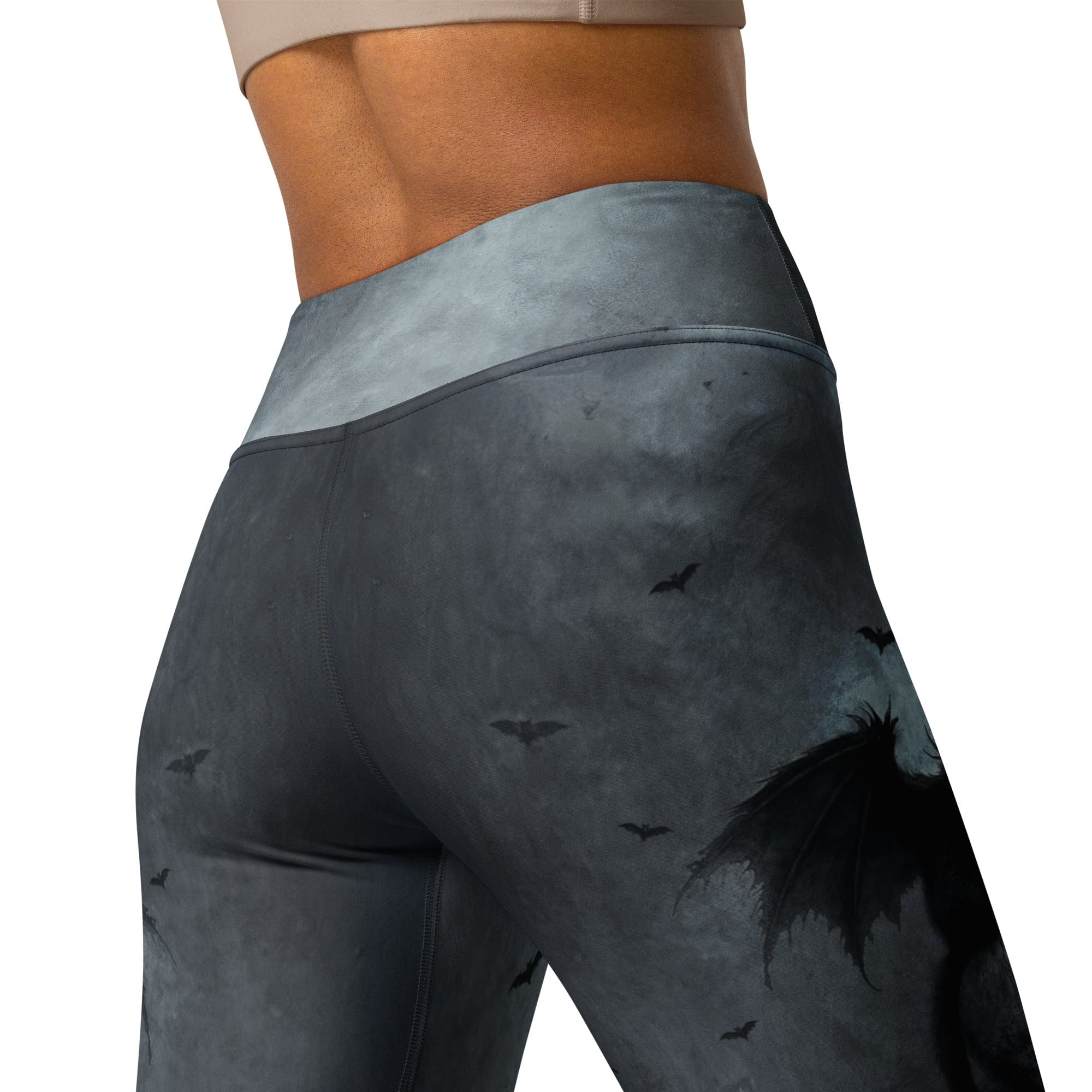Halloween Black Cat & Skull Yoga Leggings