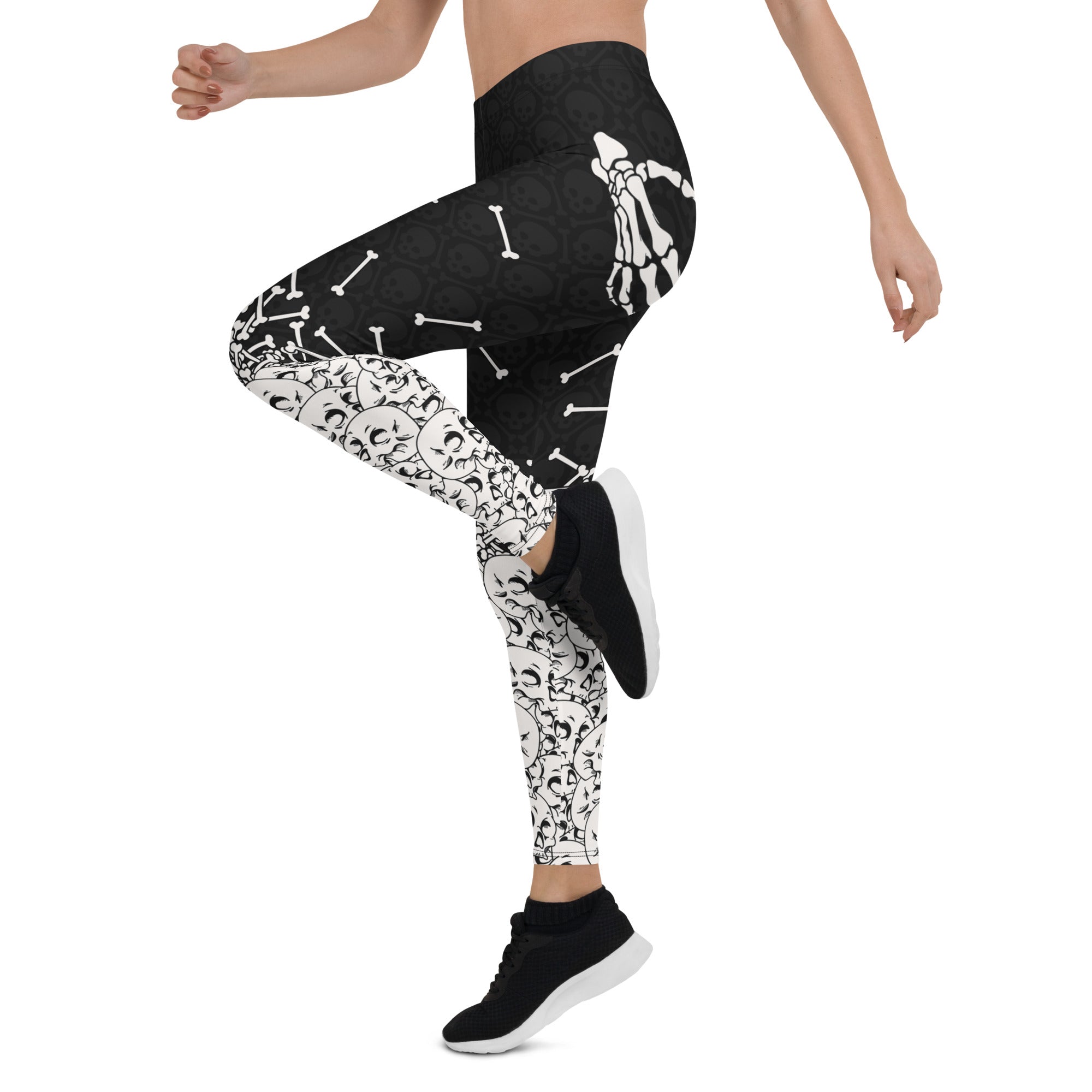 Halloween Fluorescent Skeleton Hands Printed Sports Yoga Leggings, High  Waist Workout Running Sports Tight Pants, Women's Activewear Carnaval for  carn