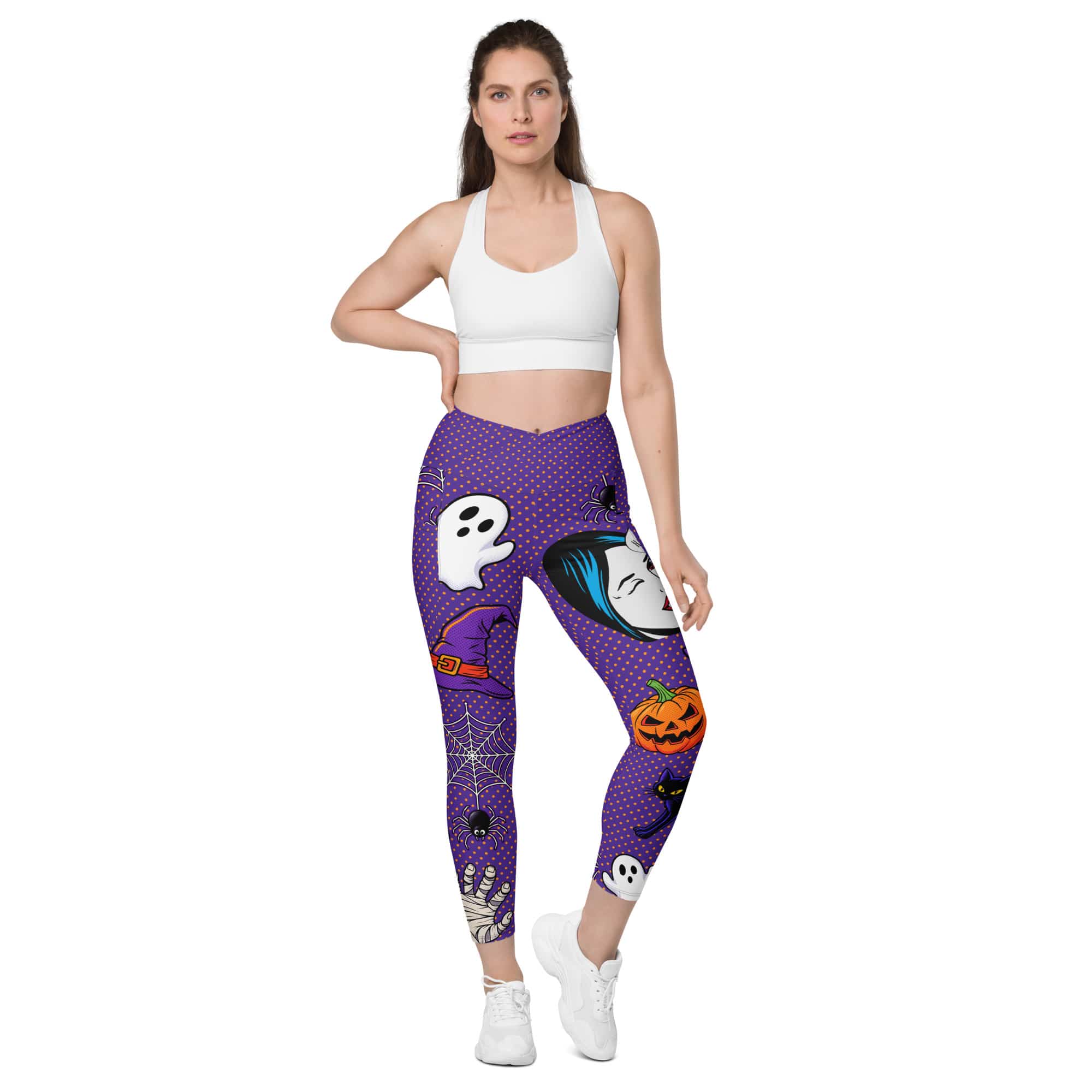 Halloween Pop Art Crossover Leggings With Pockets