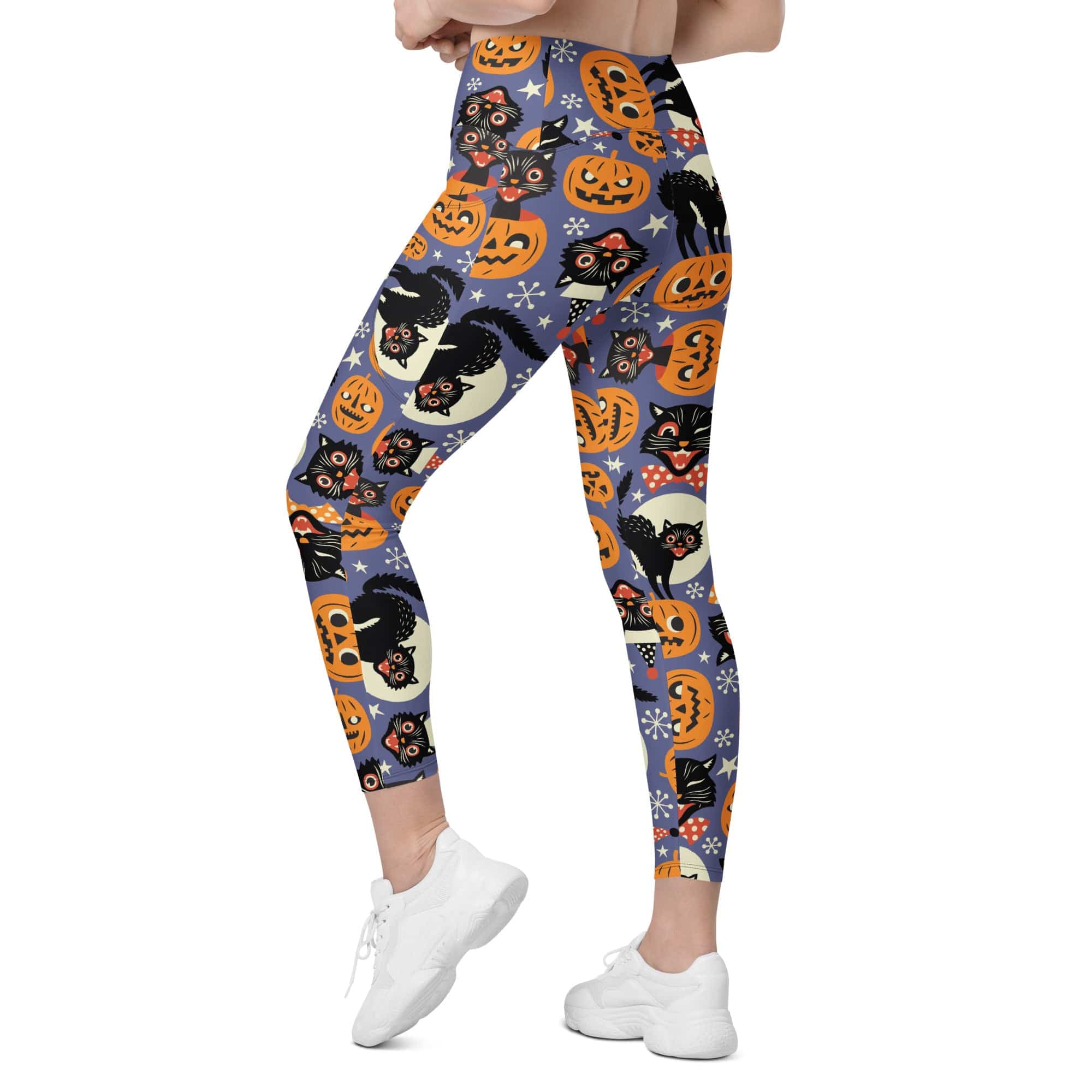 Halloween Print Crossover Leggings With Pockets