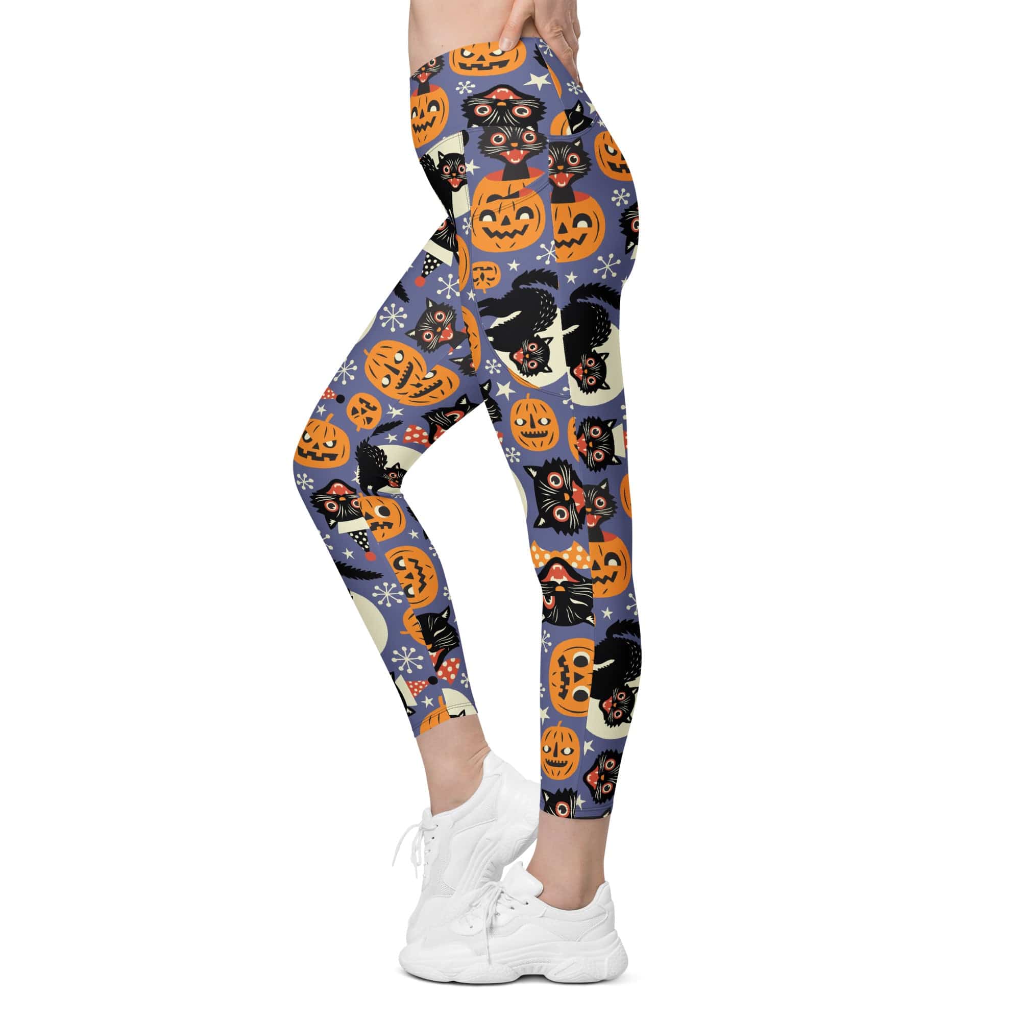 Halloween Print Crossover Leggings With Pockets