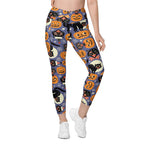 Halloween Print Crossover Leggings With Pockets