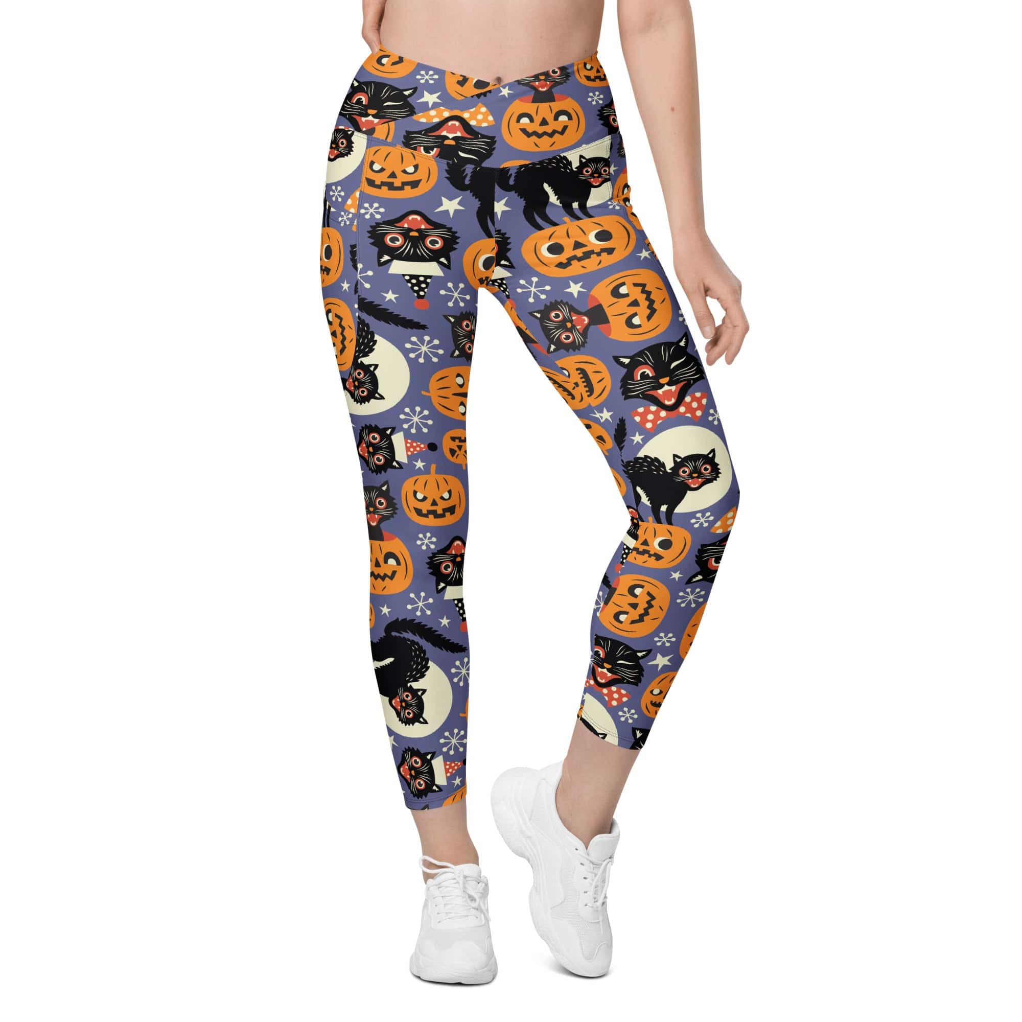 Halloween Print Crossover Leggings With Pockets