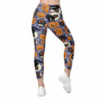 Halloween Print Crossover Leggings With Pockets