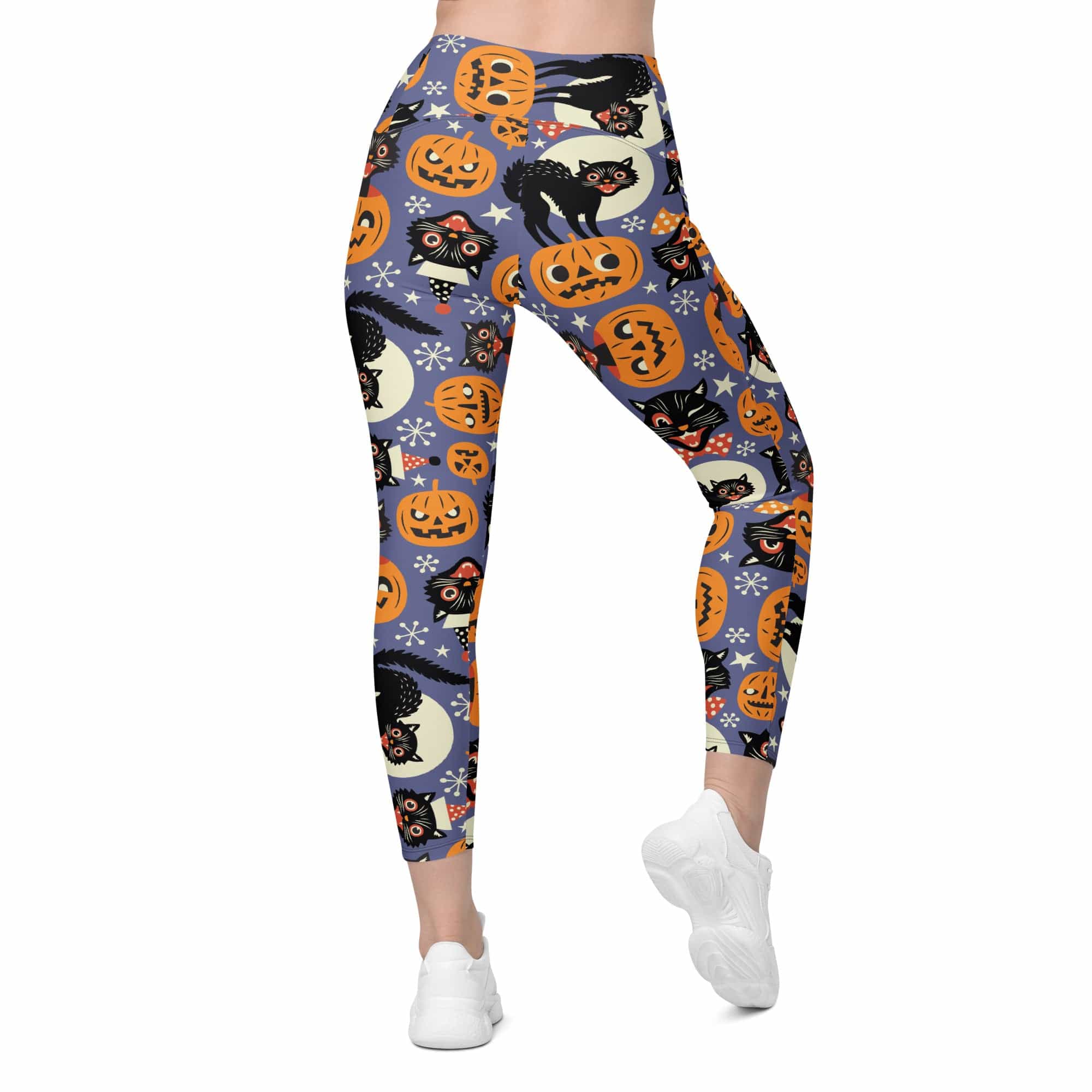 Halloween Print Crossover Leggings With Pockets