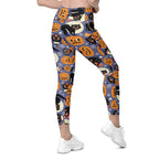 Halloween Print Crossover Leggings With Pockets
