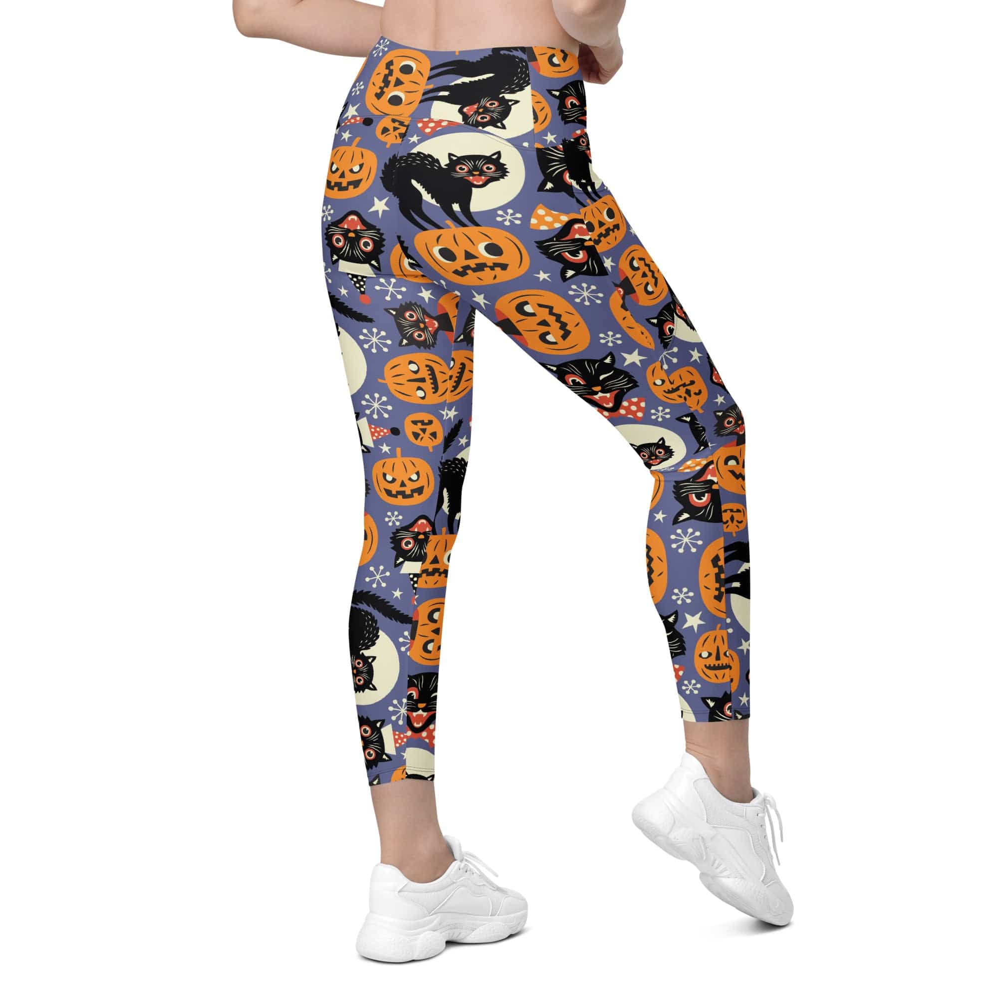 Halloween Print Crossover Leggings With Pockets