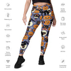 Halloween Print Crossover Leggings With Pockets