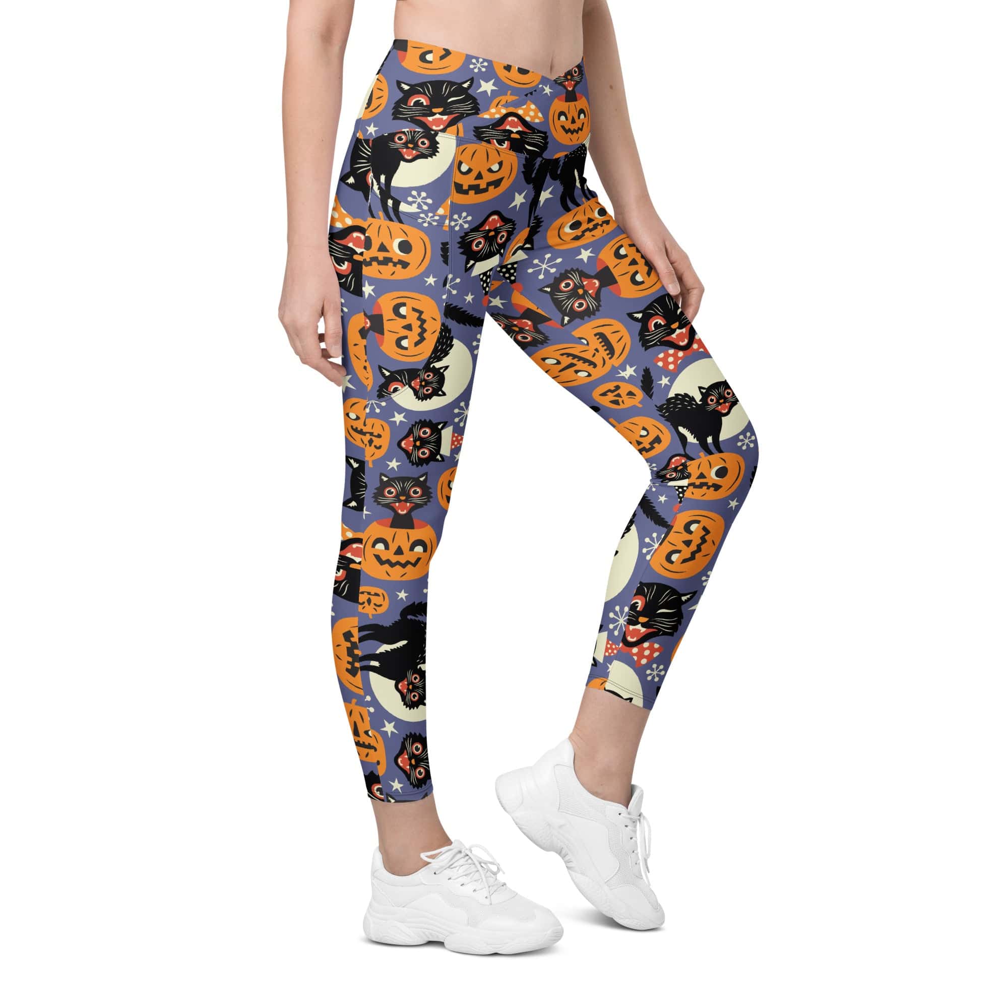 Halloween Print Crossover Leggings With Pockets