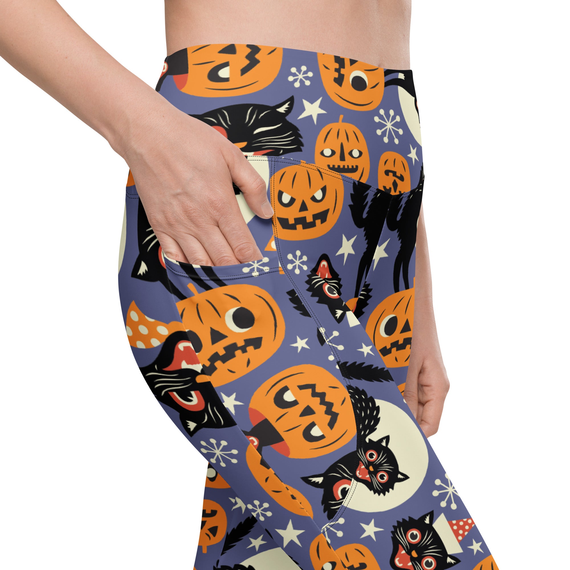 Halloween Print Leggings With Pockets