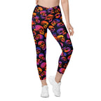 Halloween Skulls Crossover Leggings With Pockets