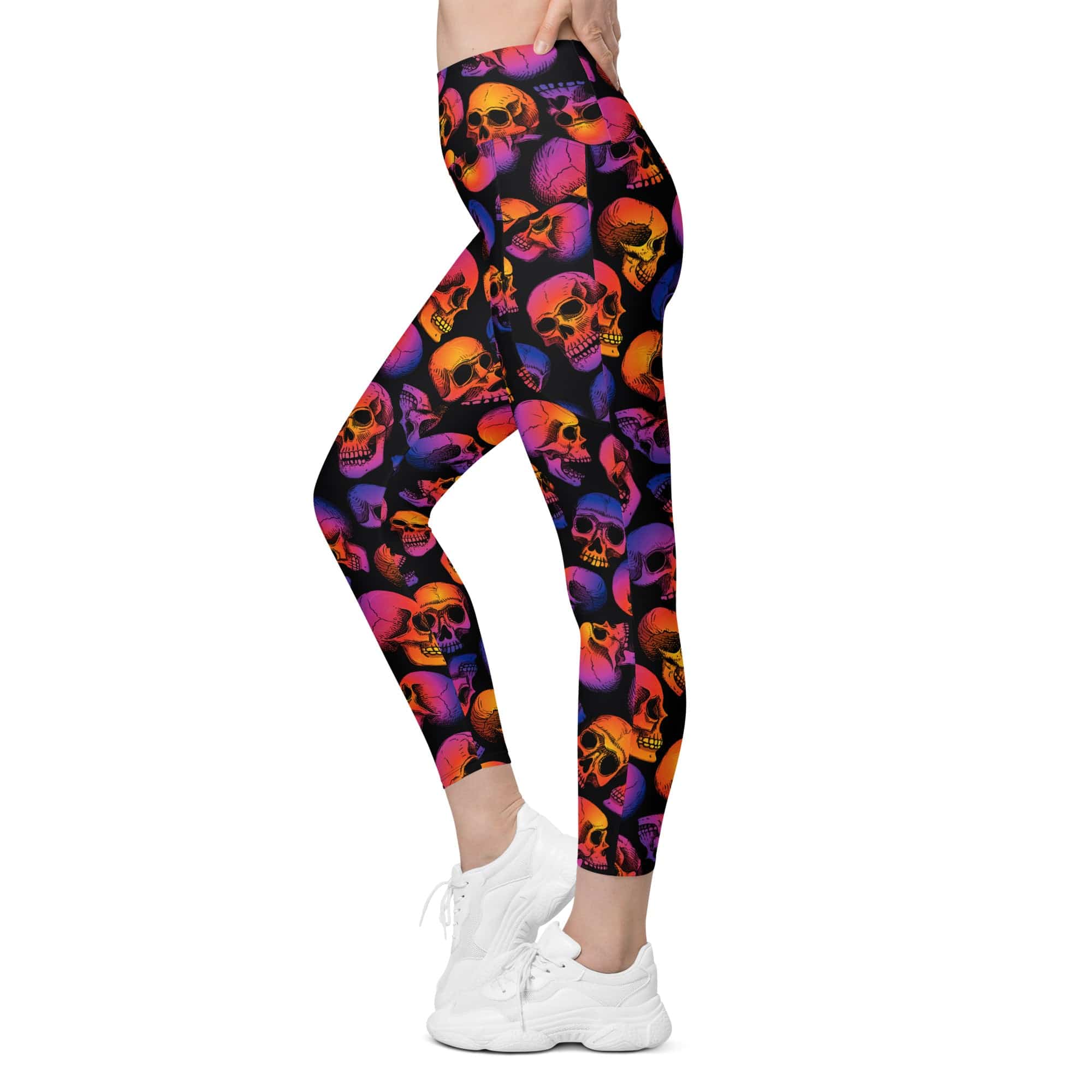 Halloween Skulls Leggings With Pockets