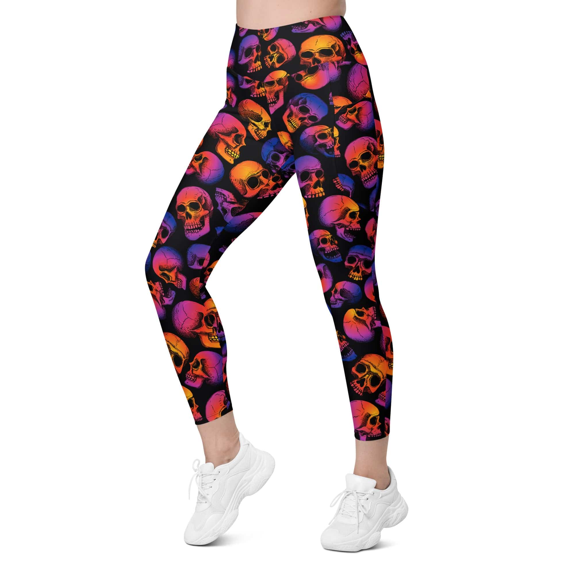 Halloween Skulls Leggings With Pockets
