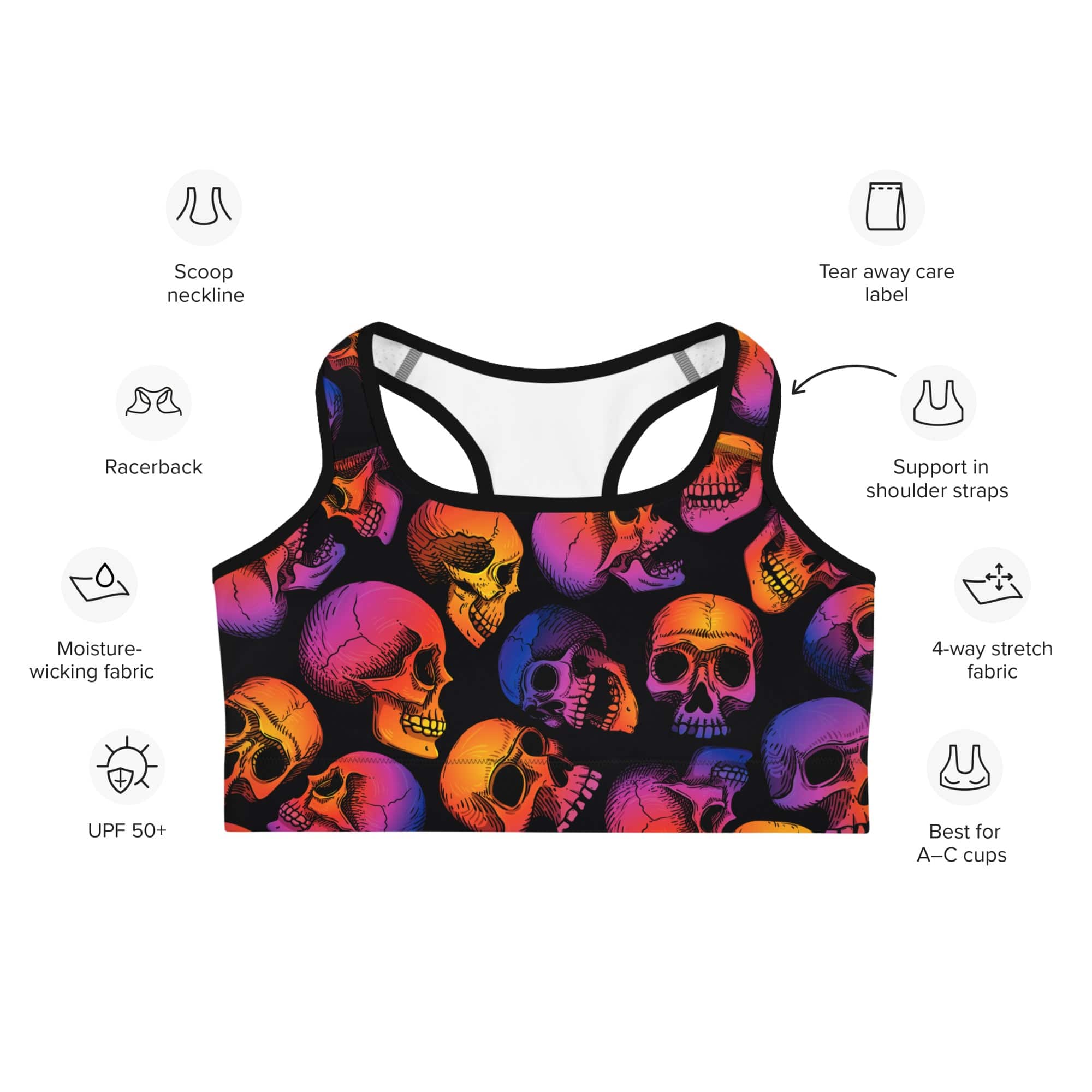 Halloween Skulls Sports Bra