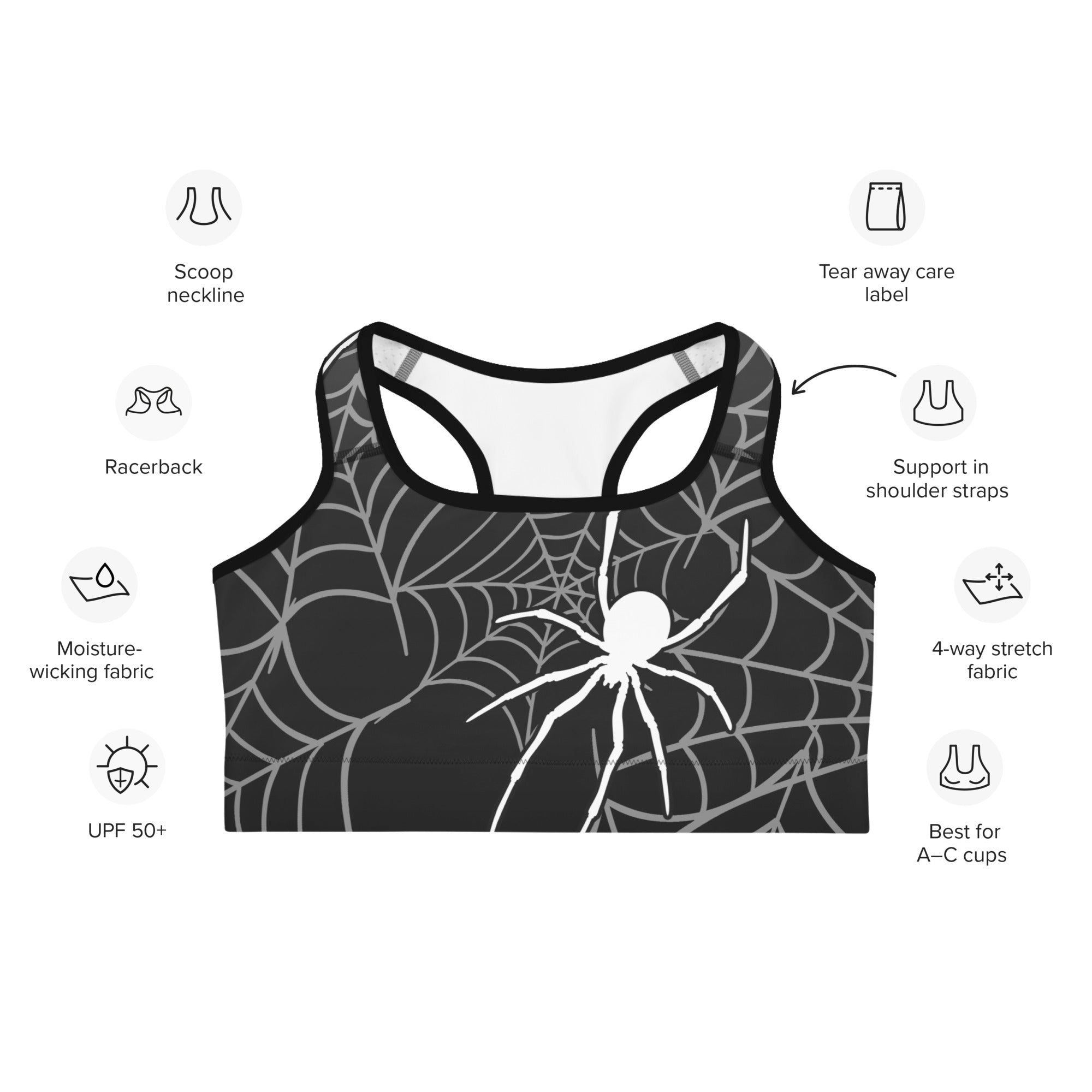 Halloween Spiderwebs Sports Bra