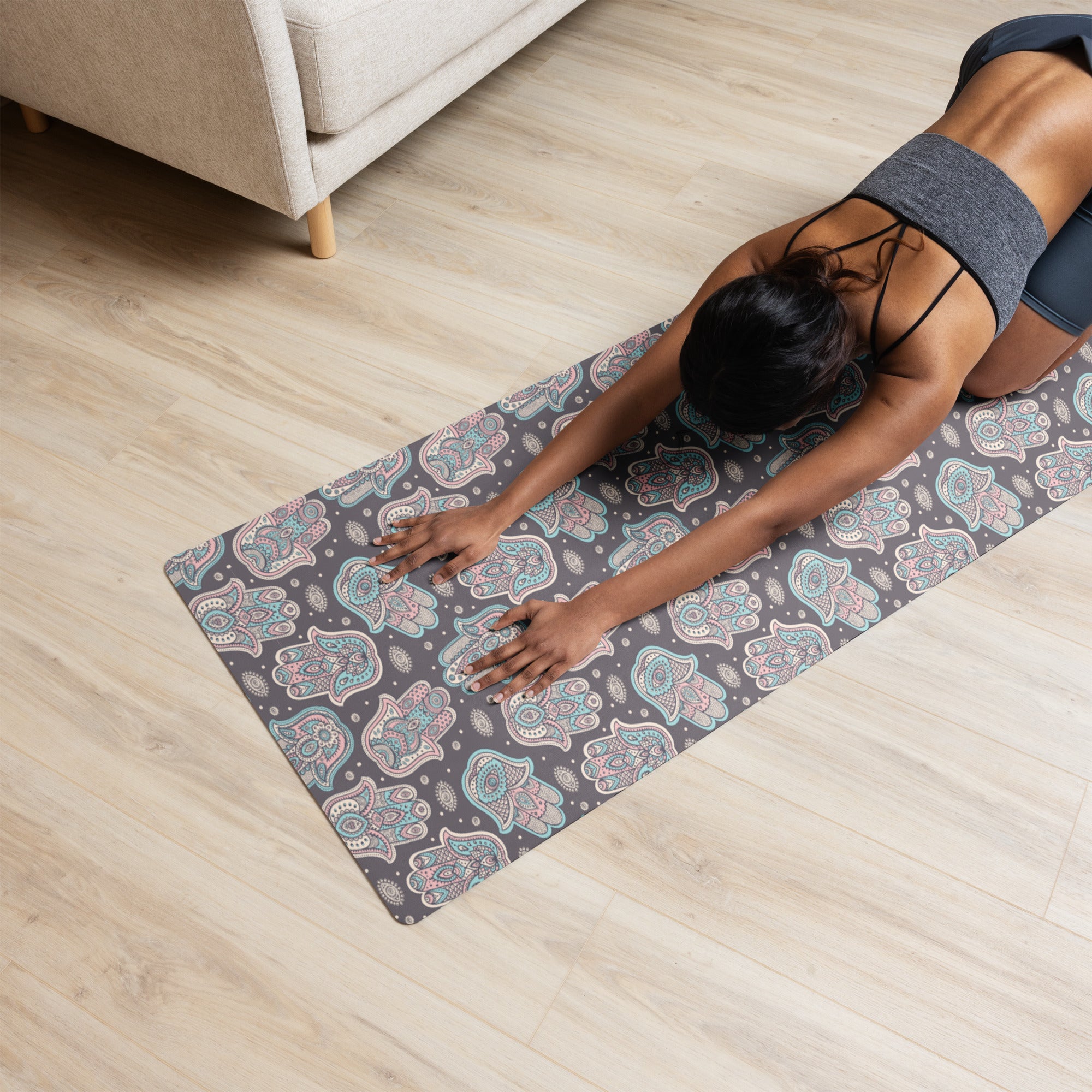 Hand Drawn Hamsa Yoga Mat