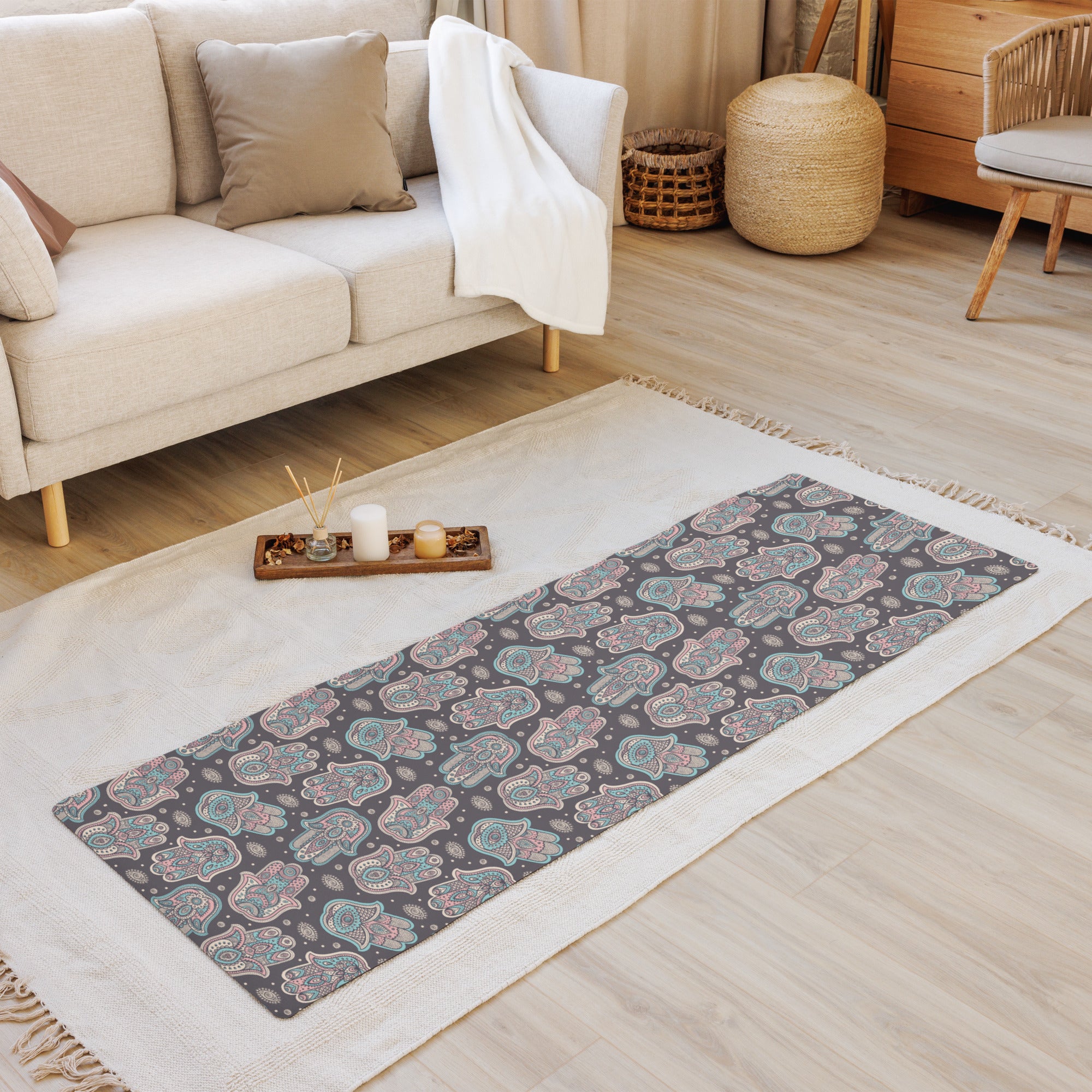 Hand Drawn Hamsa Yoga Mat