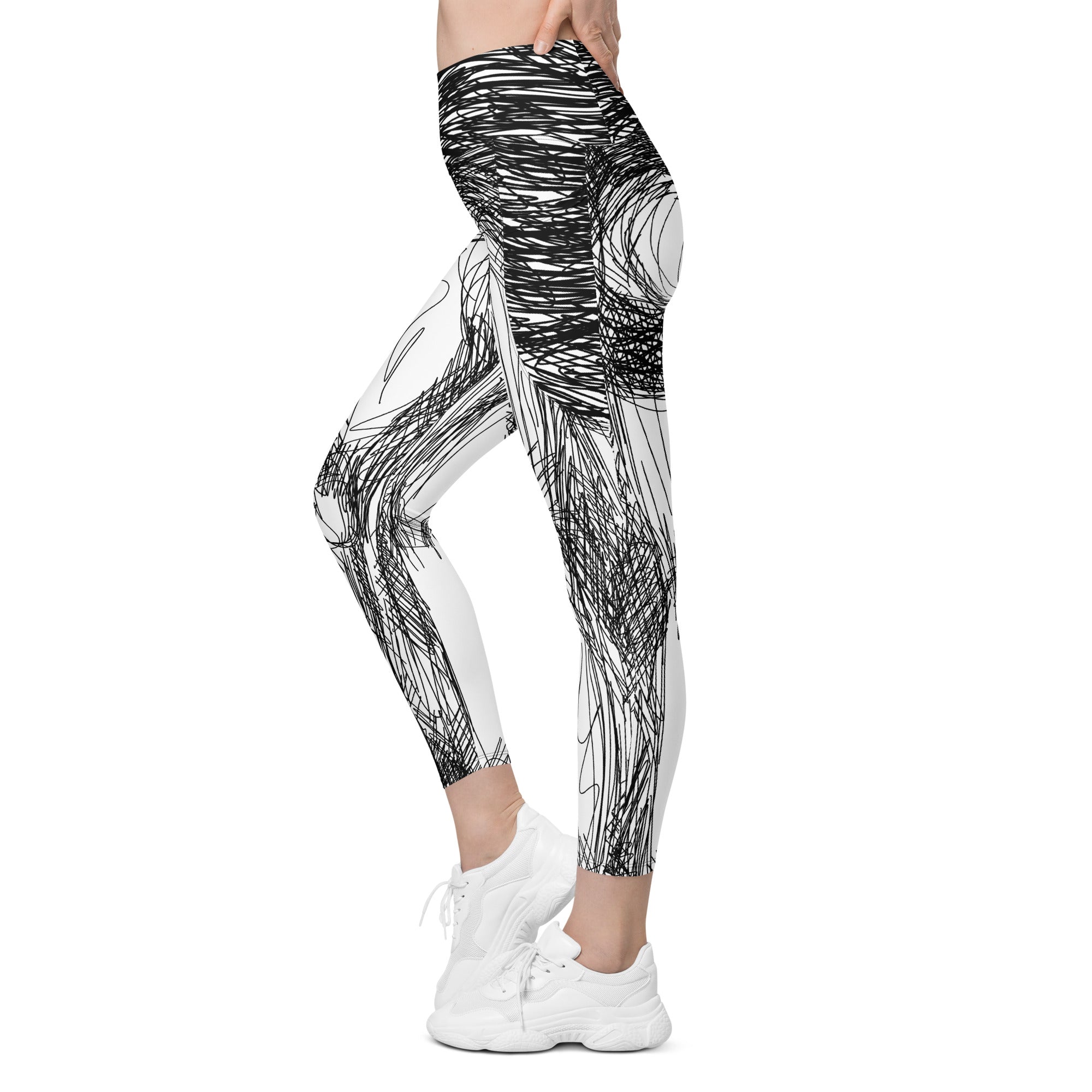 Hand Drawn Leggings With Pockets