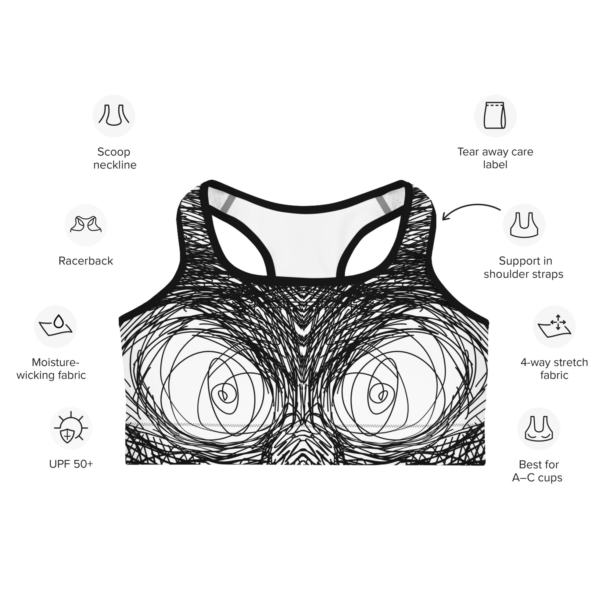 Hand Drawn Sports Bra
