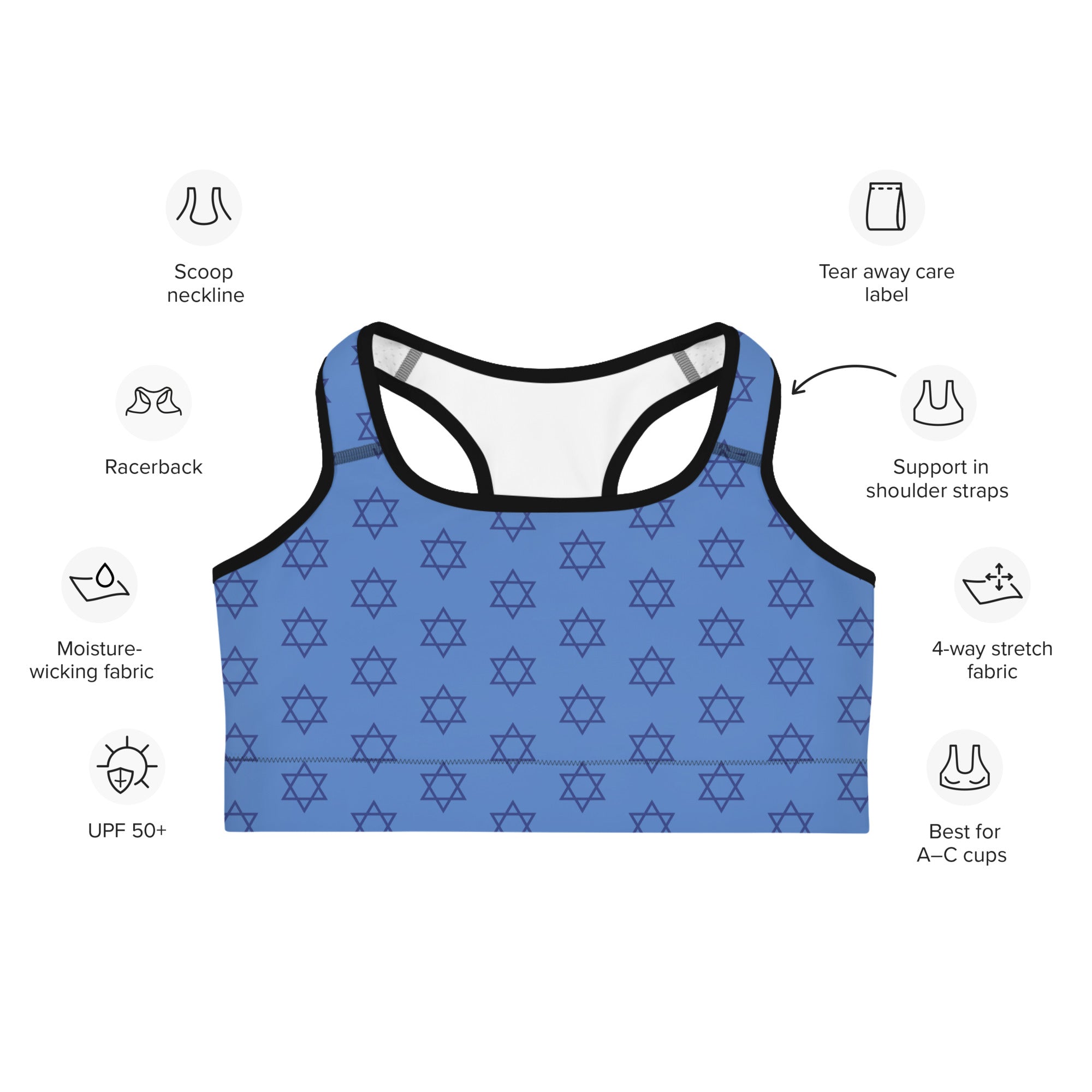 Hanukkah Print Sports Bra