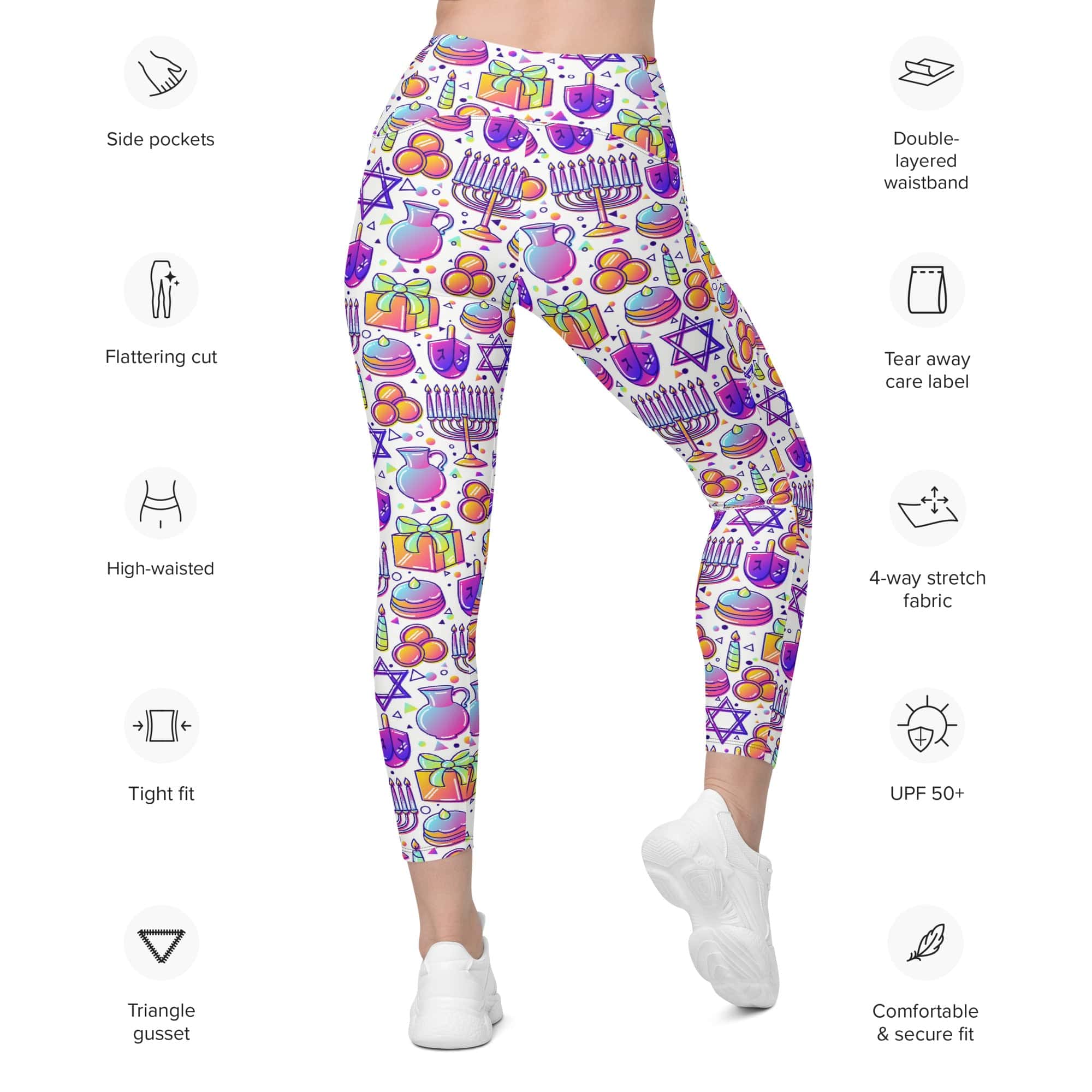 Hanukkah Symbol Leggings With Pockets