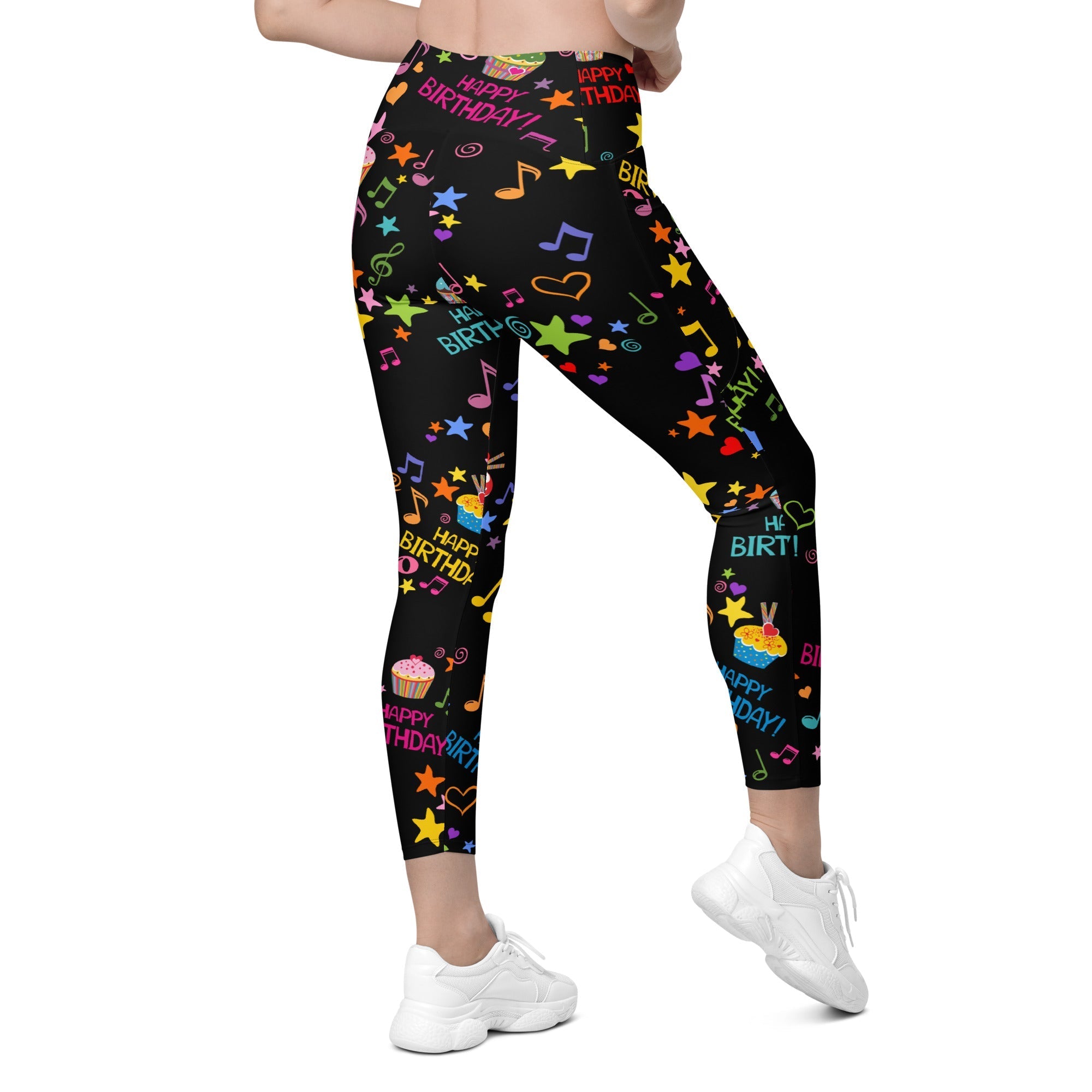 Happy Birthday Crossover Leggings With Pockets