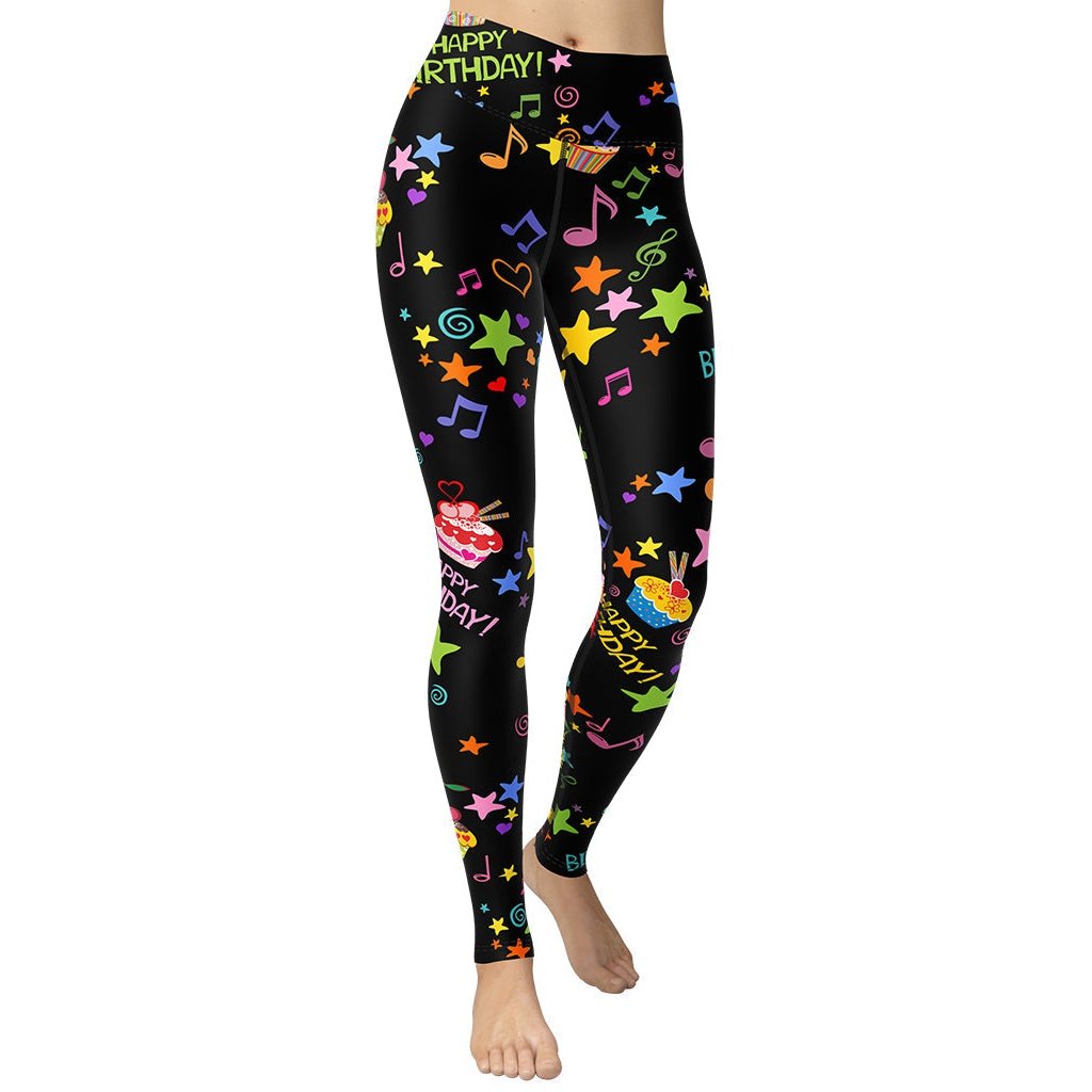 Happy Birthday Yoga Leggings