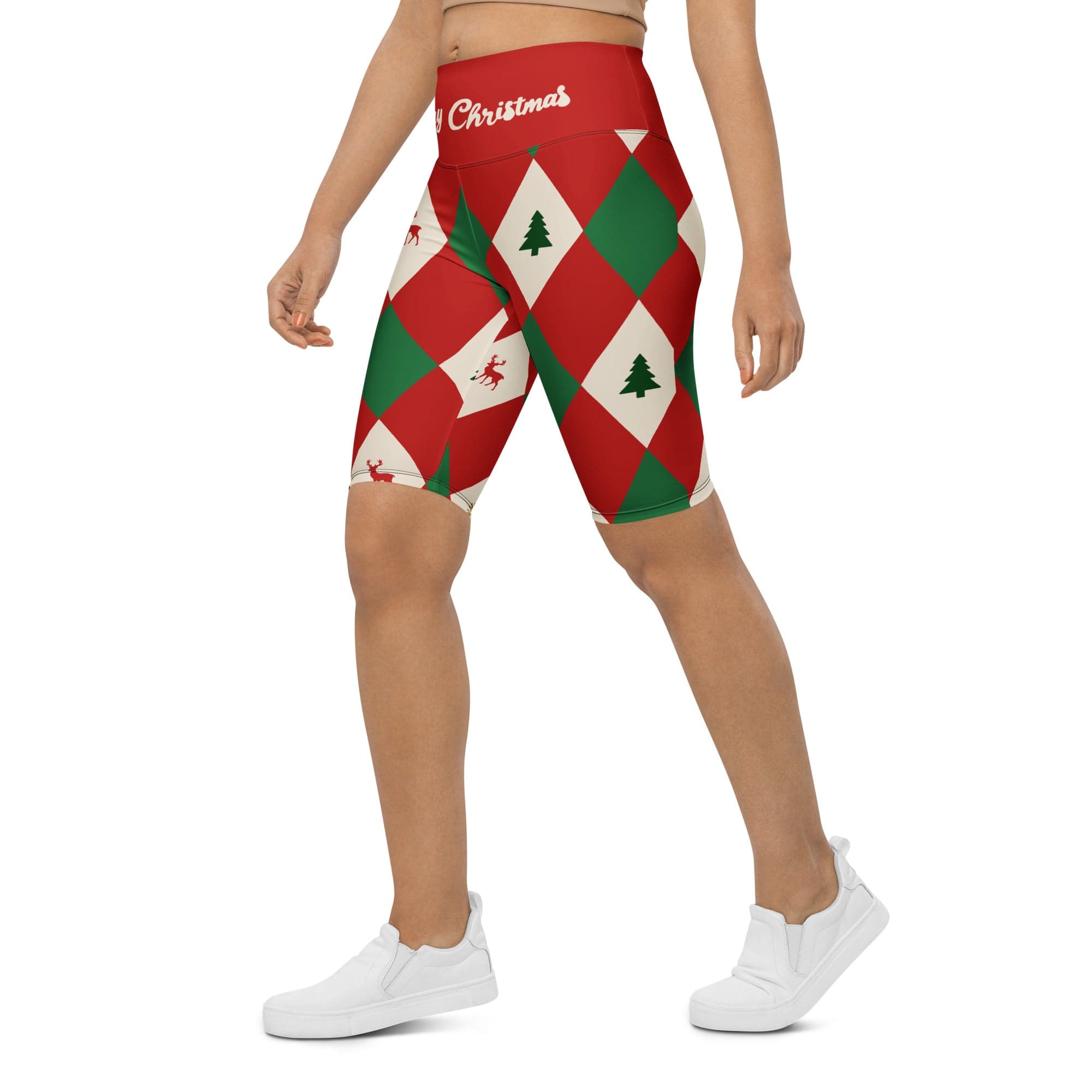 Harlequin Christmas Biker Shorts