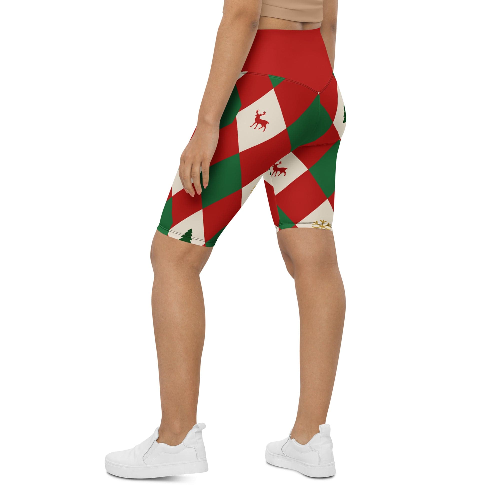 Harlequin Christmas Biker Shorts