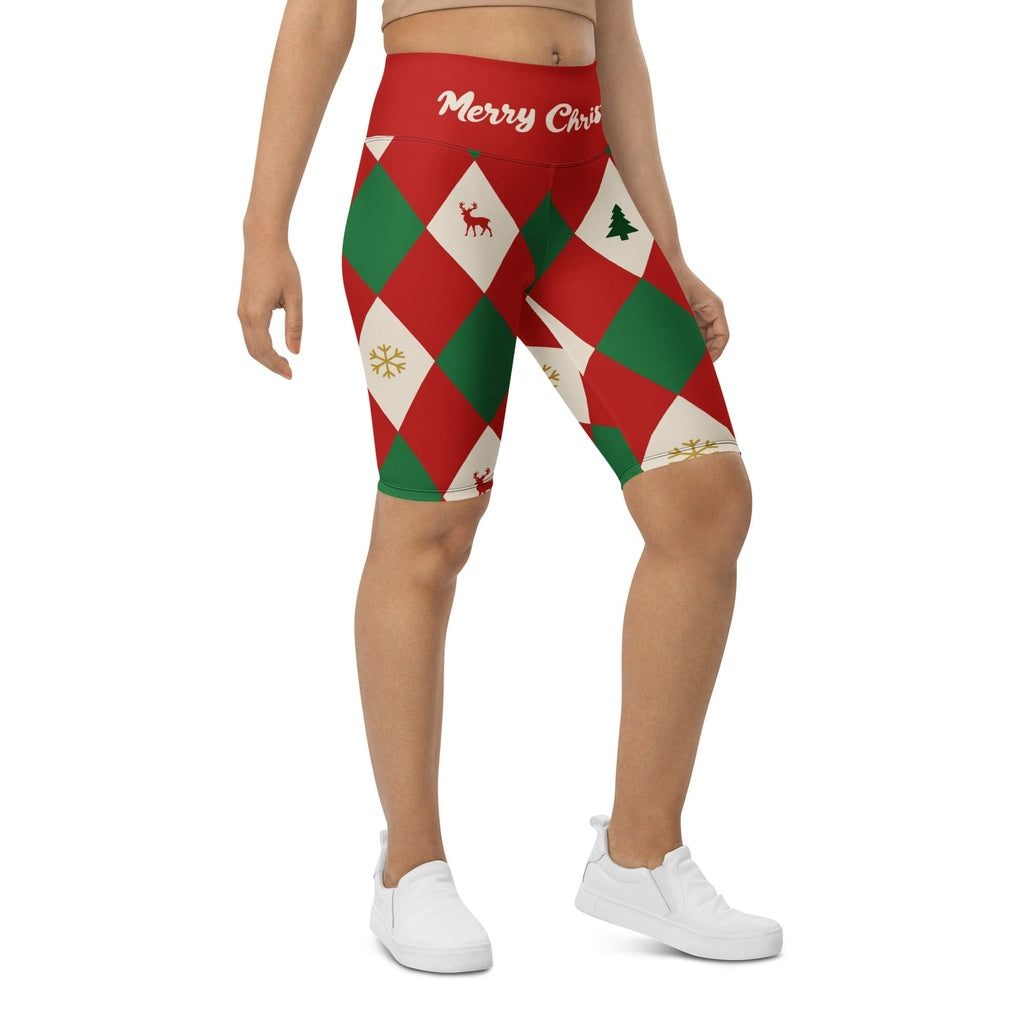 Harlequin Christmas Biker Shorts