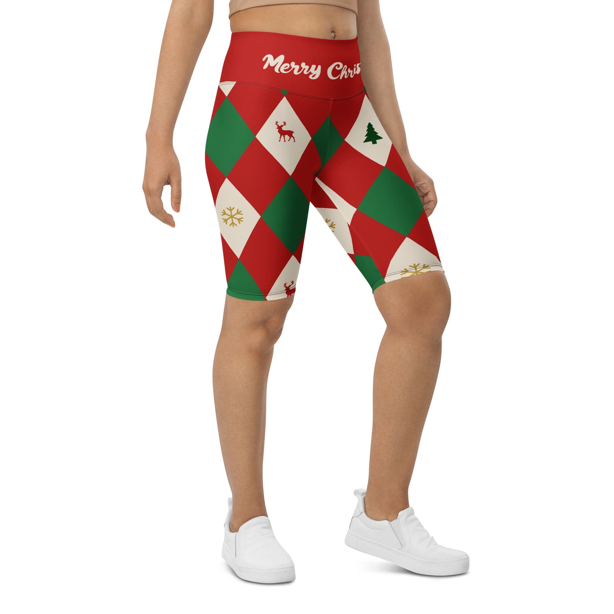 Harlequin Christmas Biker Shorts