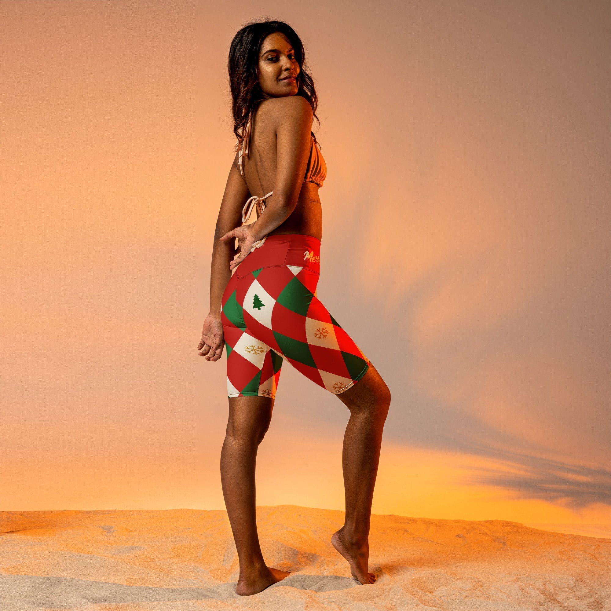 Harlequin Christmas Biker Shorts