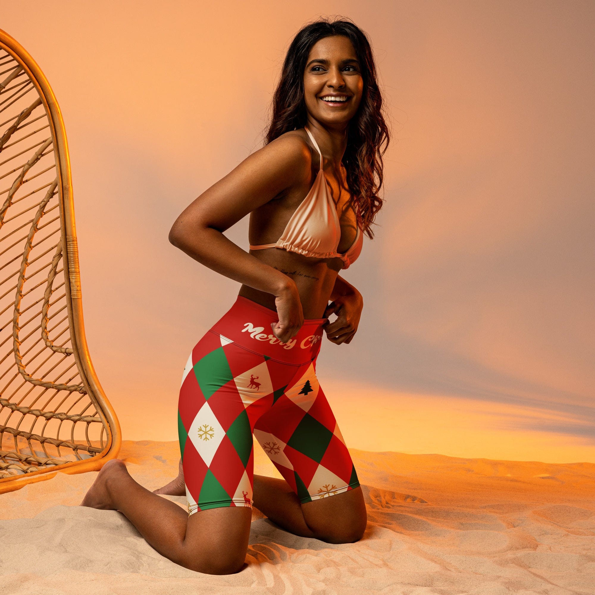 Harlequin Christmas Biker Shorts