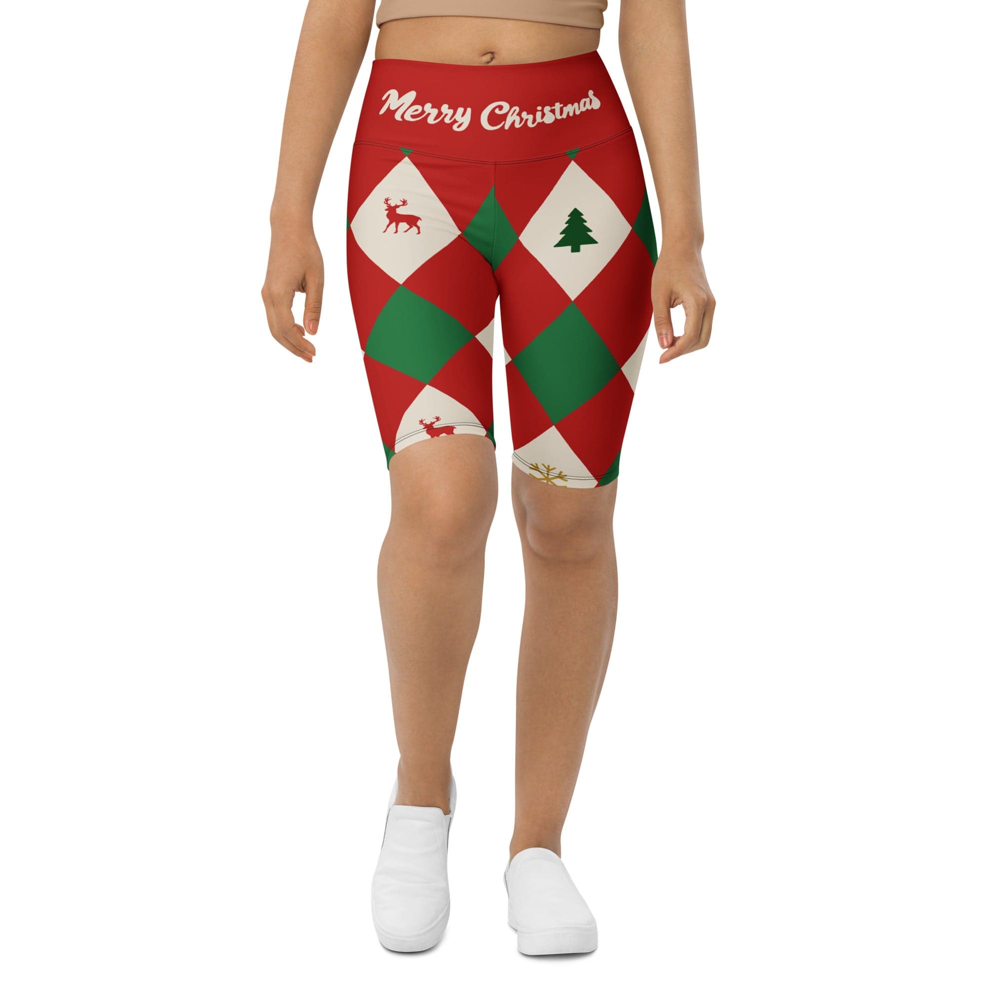 Harlequin Christmas Biker Shorts