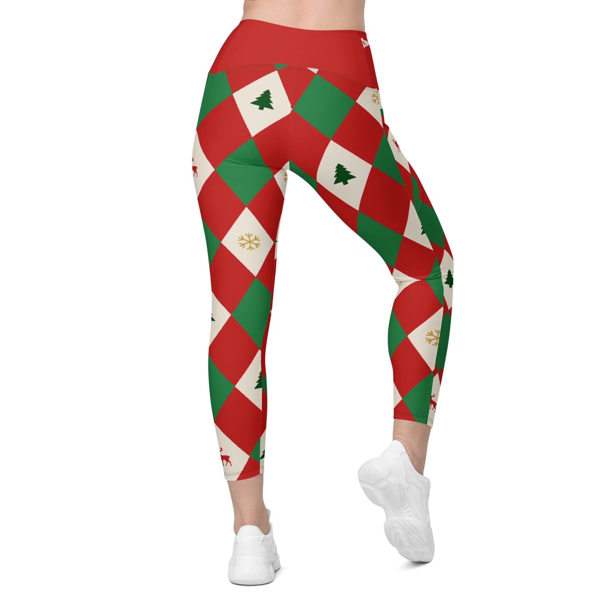 Harlequin Christmas Crossover Leggings With Pockets