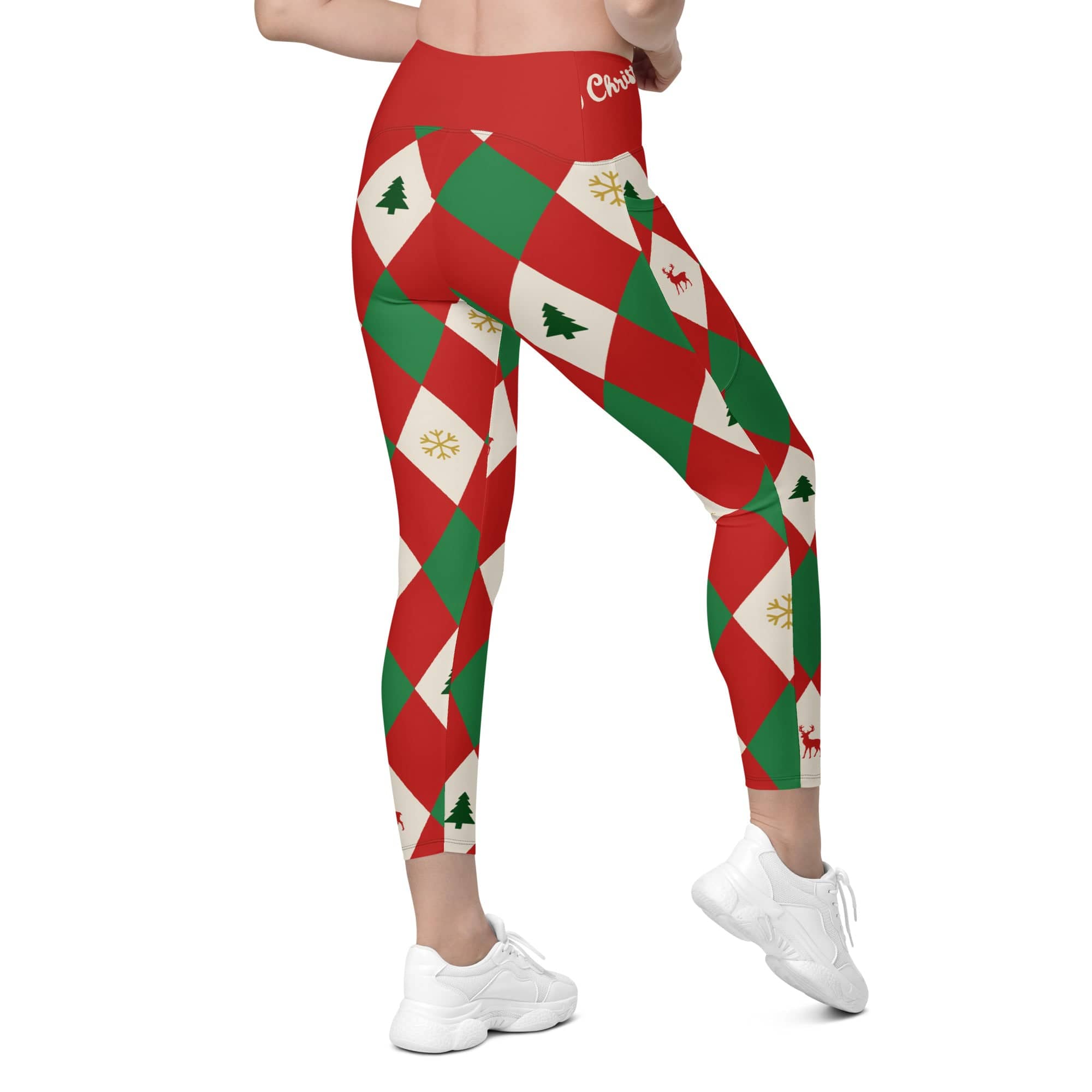 Harlequin Christmas Crossover Leggings With Pockets