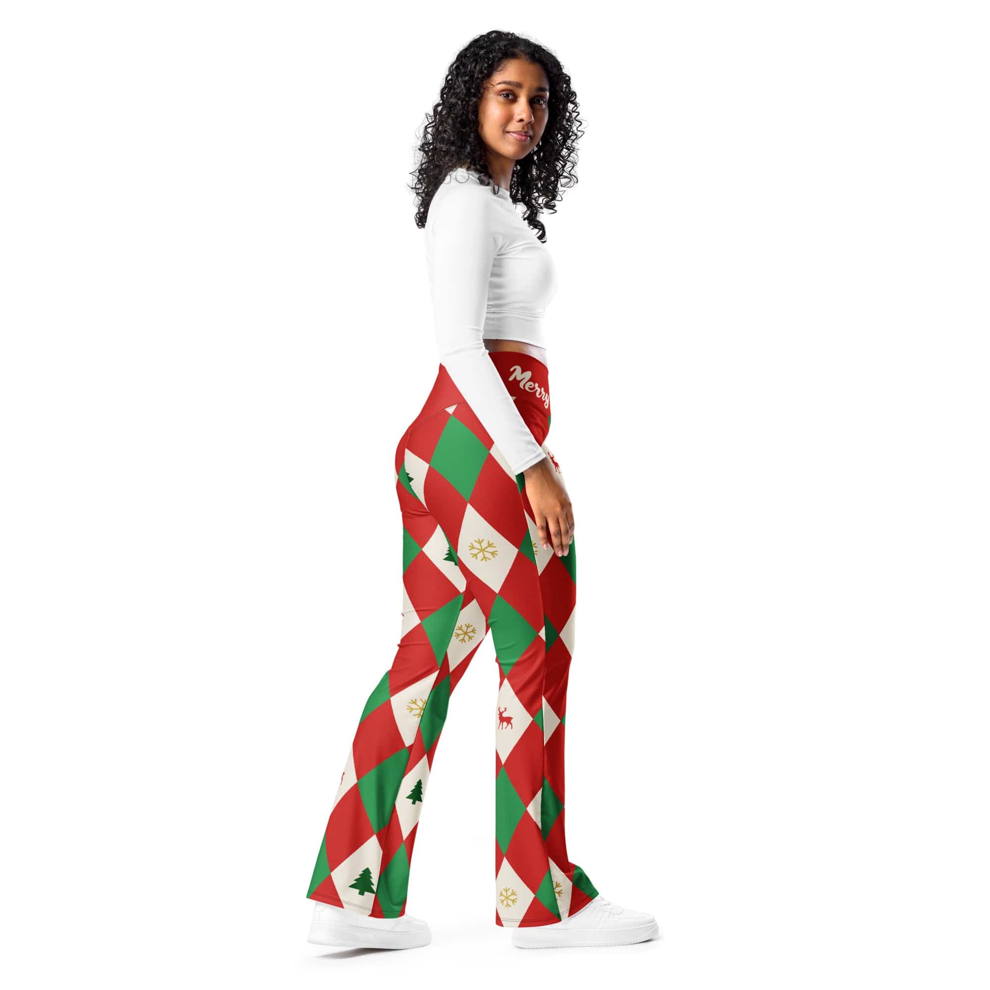 Harlequin Christmas Flare Leggings