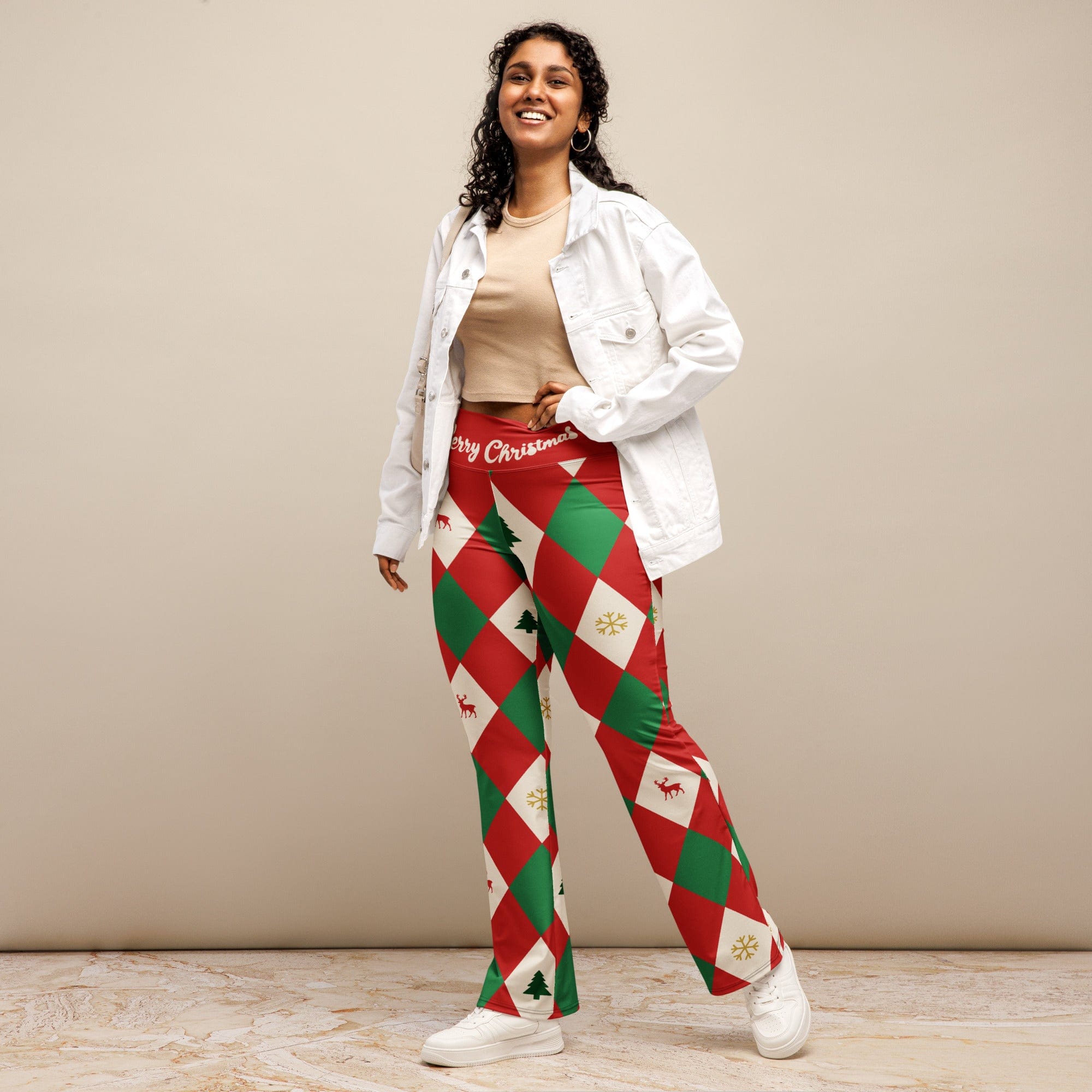 Harlequin Christmas Flare Leggings
