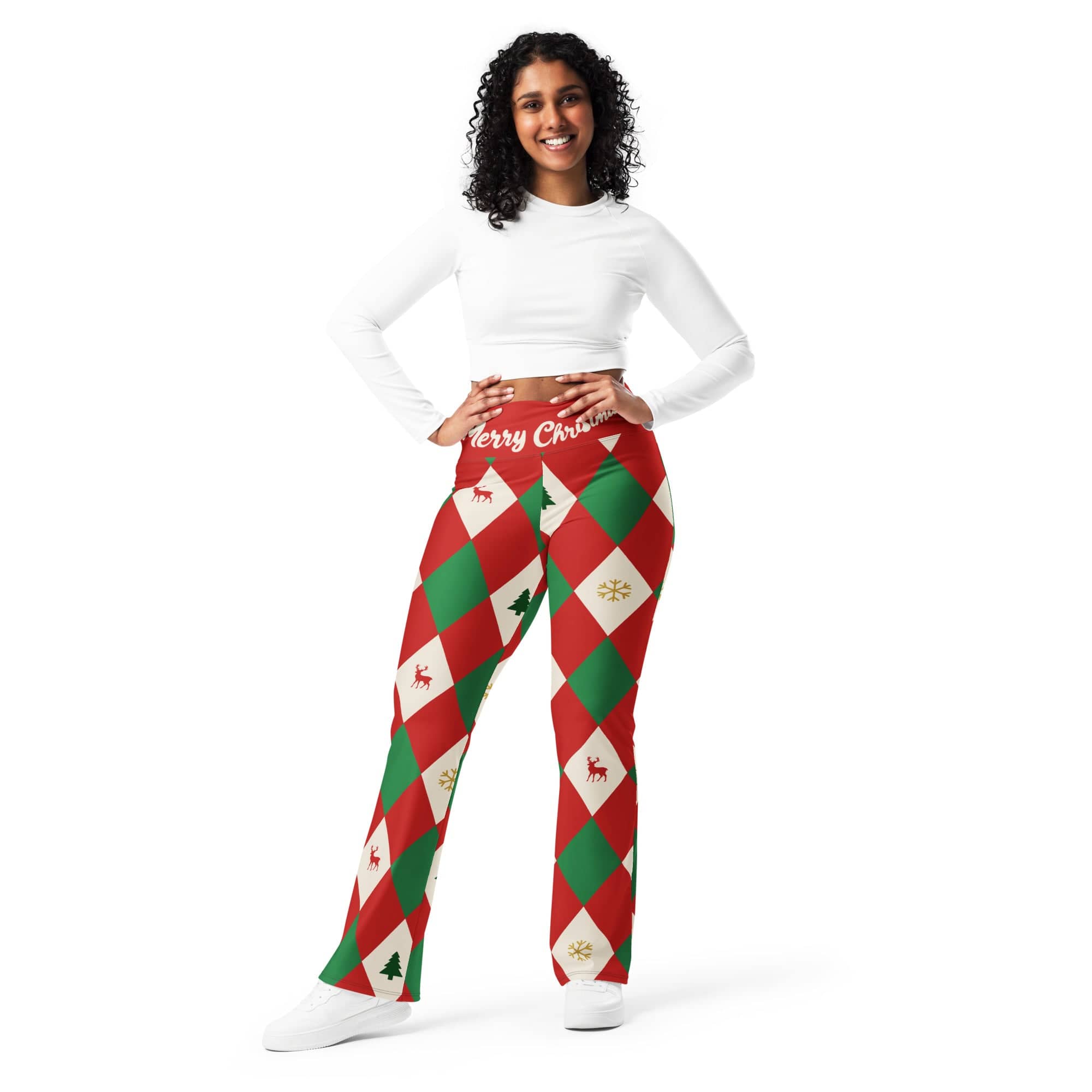 Harlequin Christmas Flare Leggings