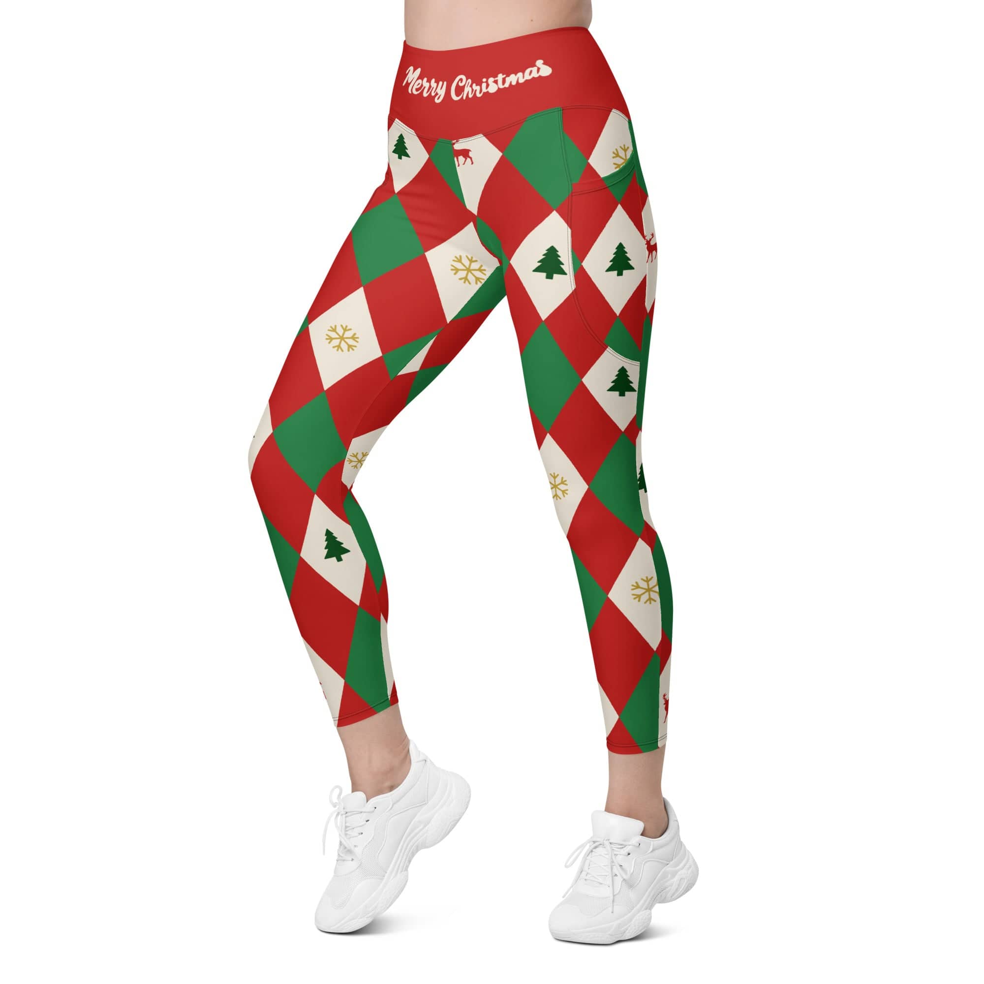 Harlequin Christmas Leggings With Pockets