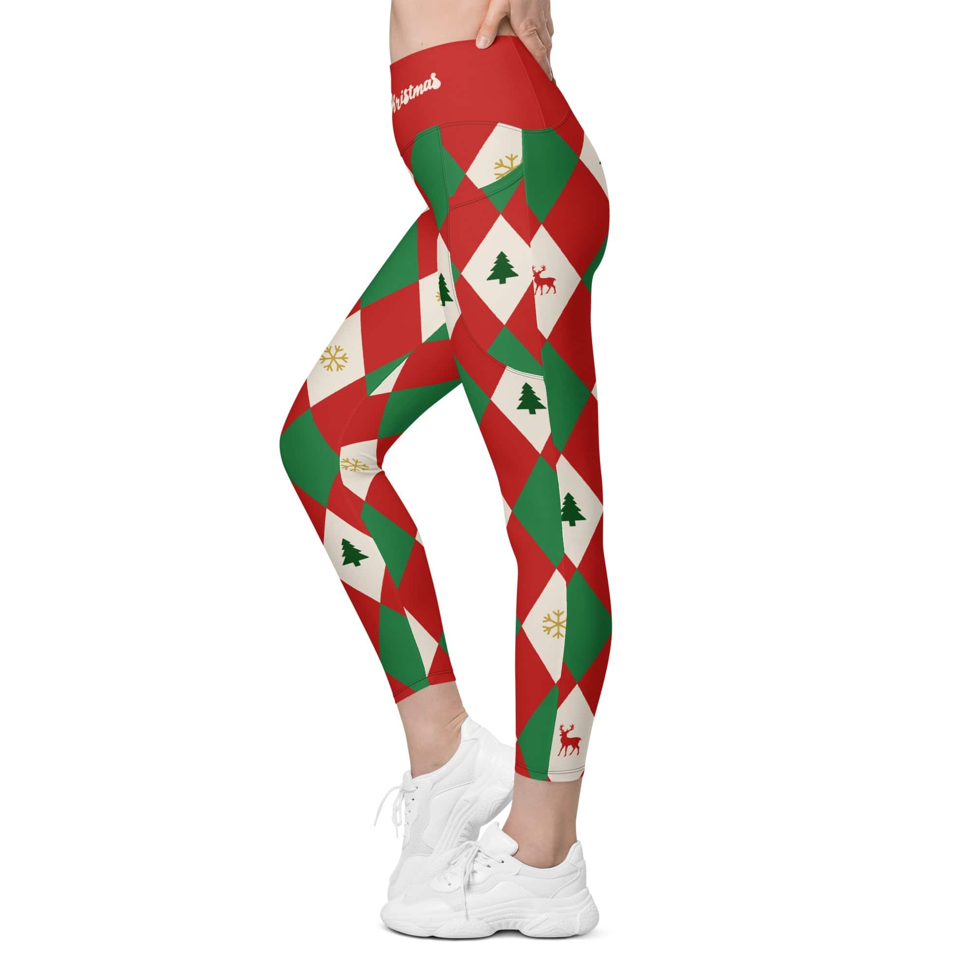 Harlequin Christmas Leggings With Pockets