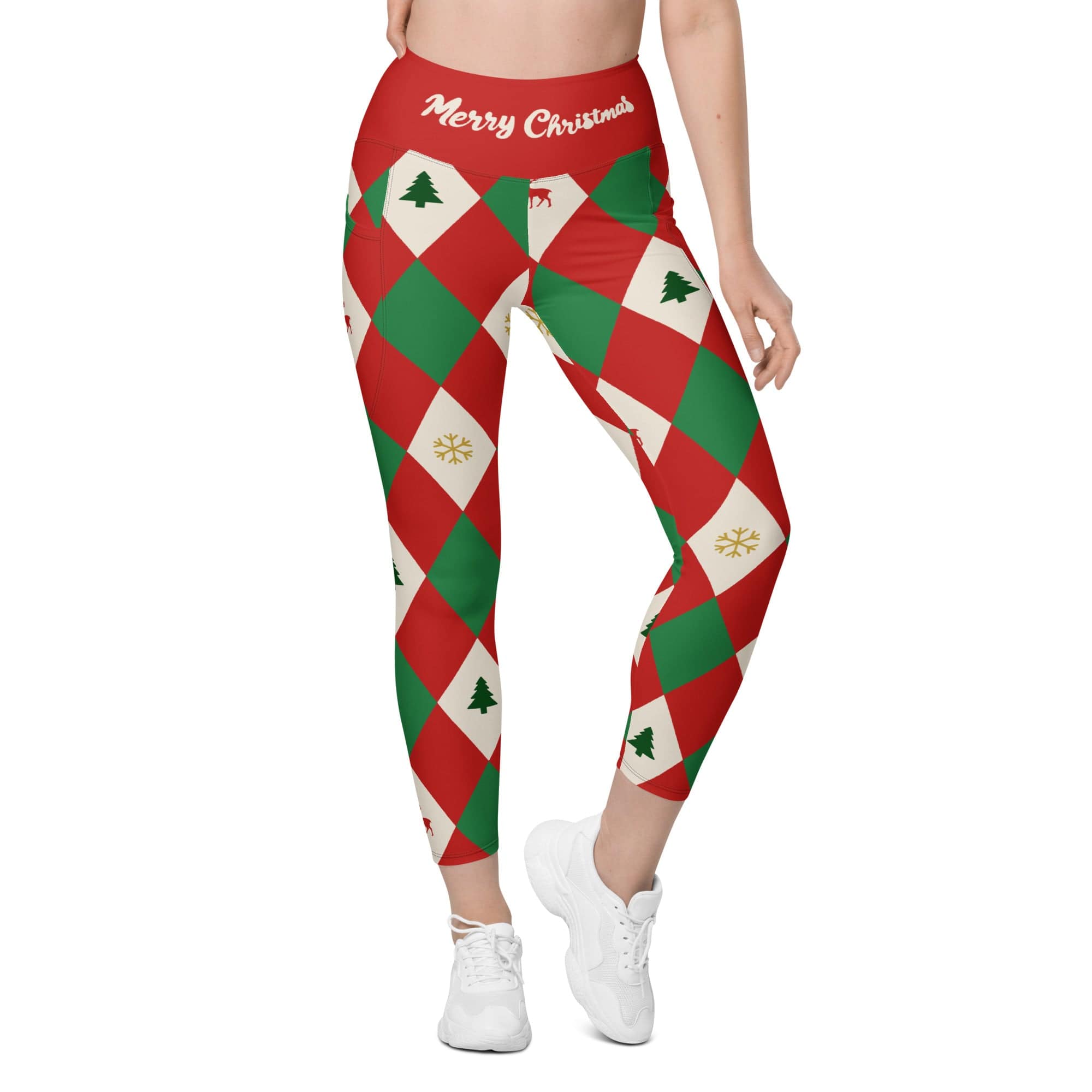 Harlequin Christmas Leggings With Pockets