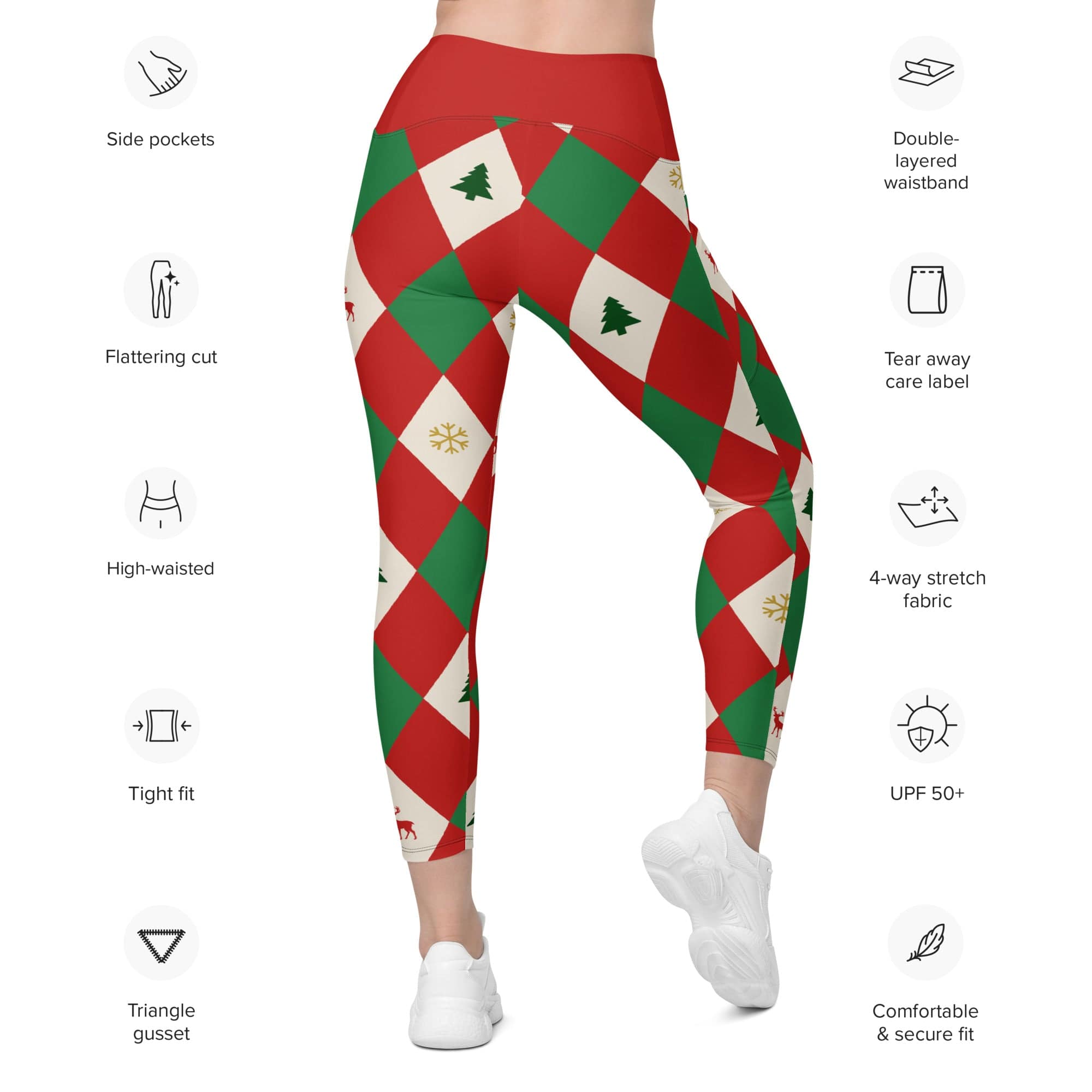 Harlequin Christmas Leggings With Pockets