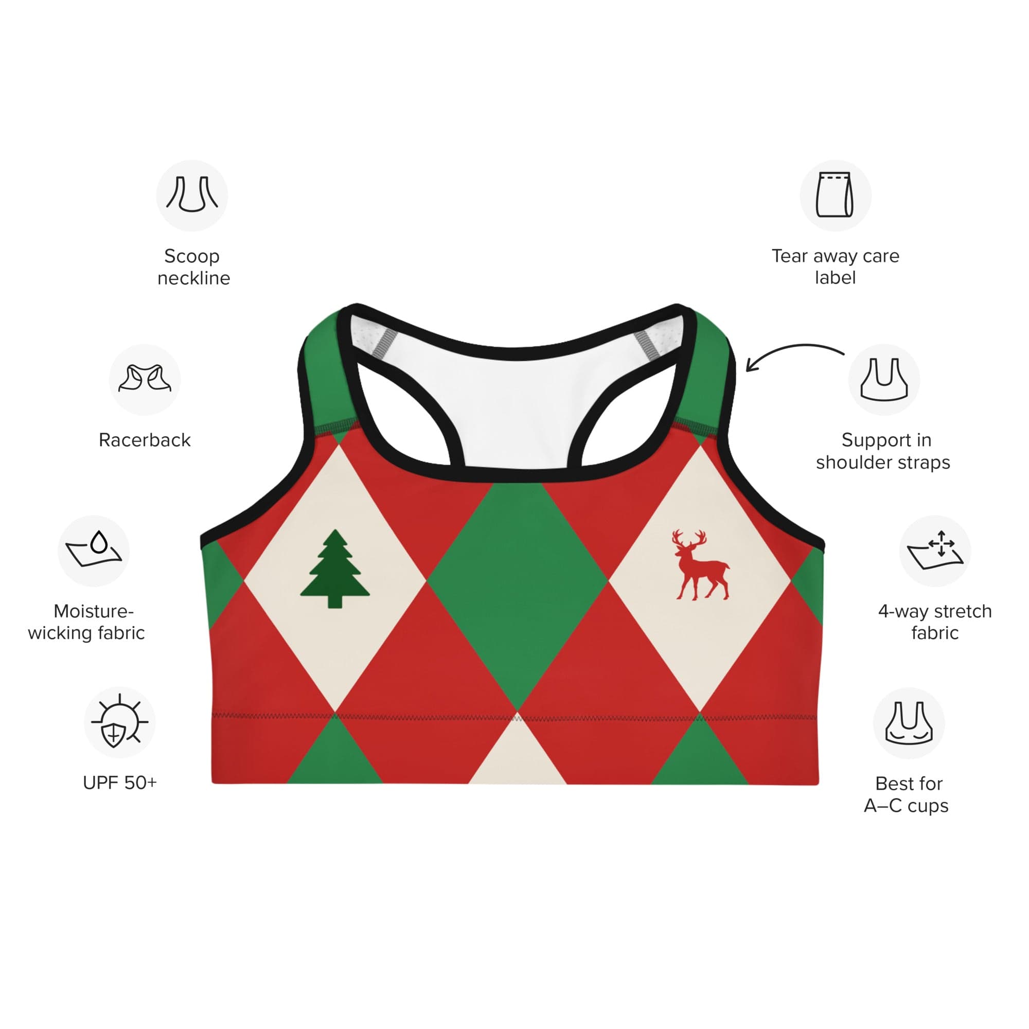 Harlequin Christmas Sports Bra